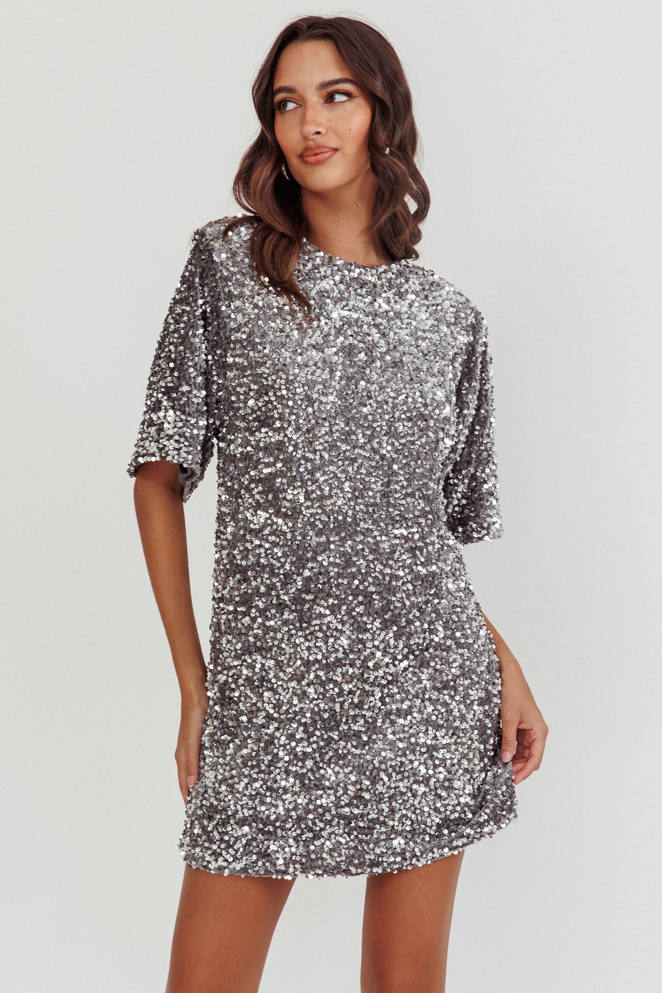 Miramar Backless Sequin Dress Silver-Fable Dress
