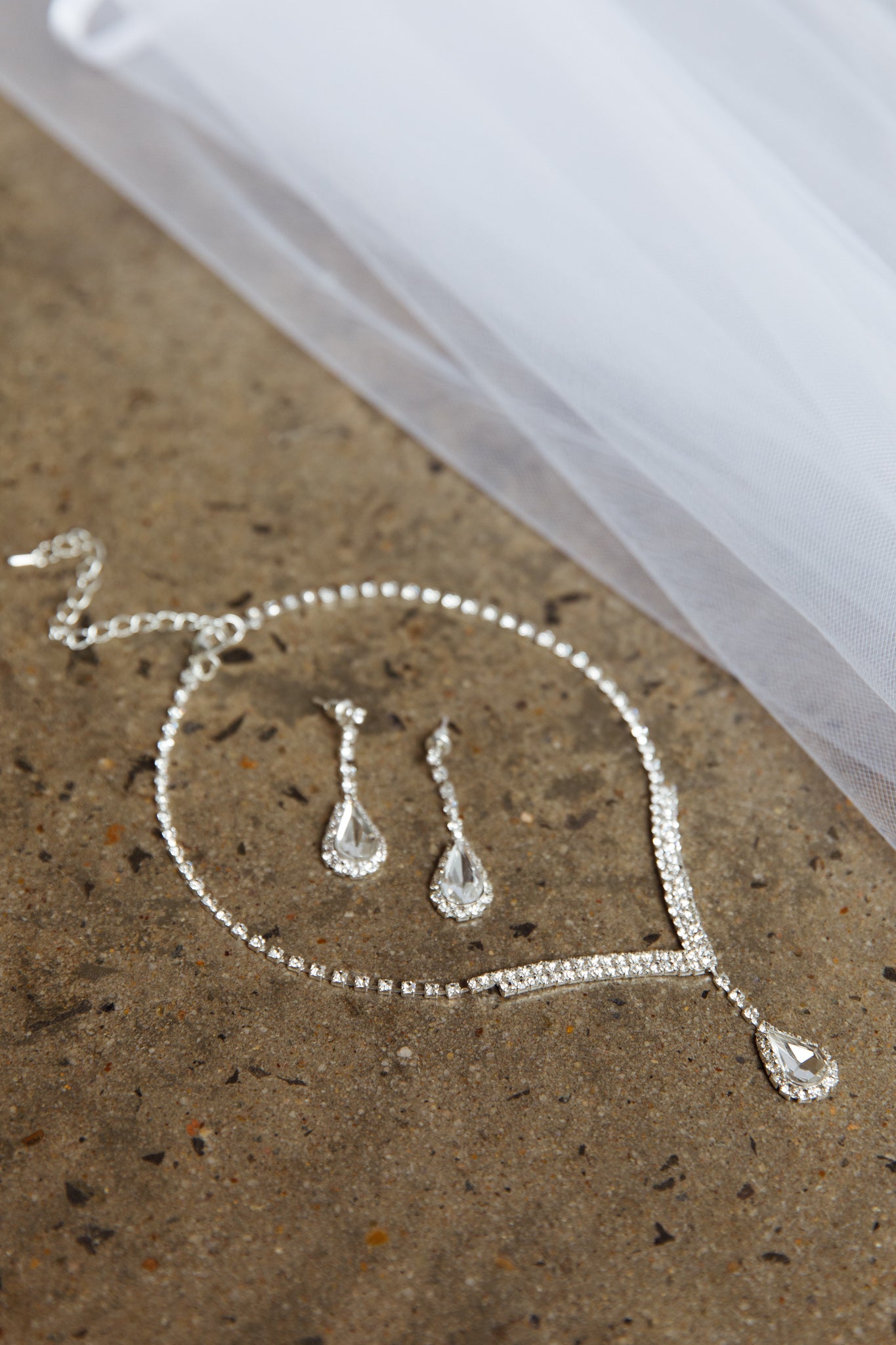 Melissa Diamante Necklace and Earrings Set Silver-Fable Dress