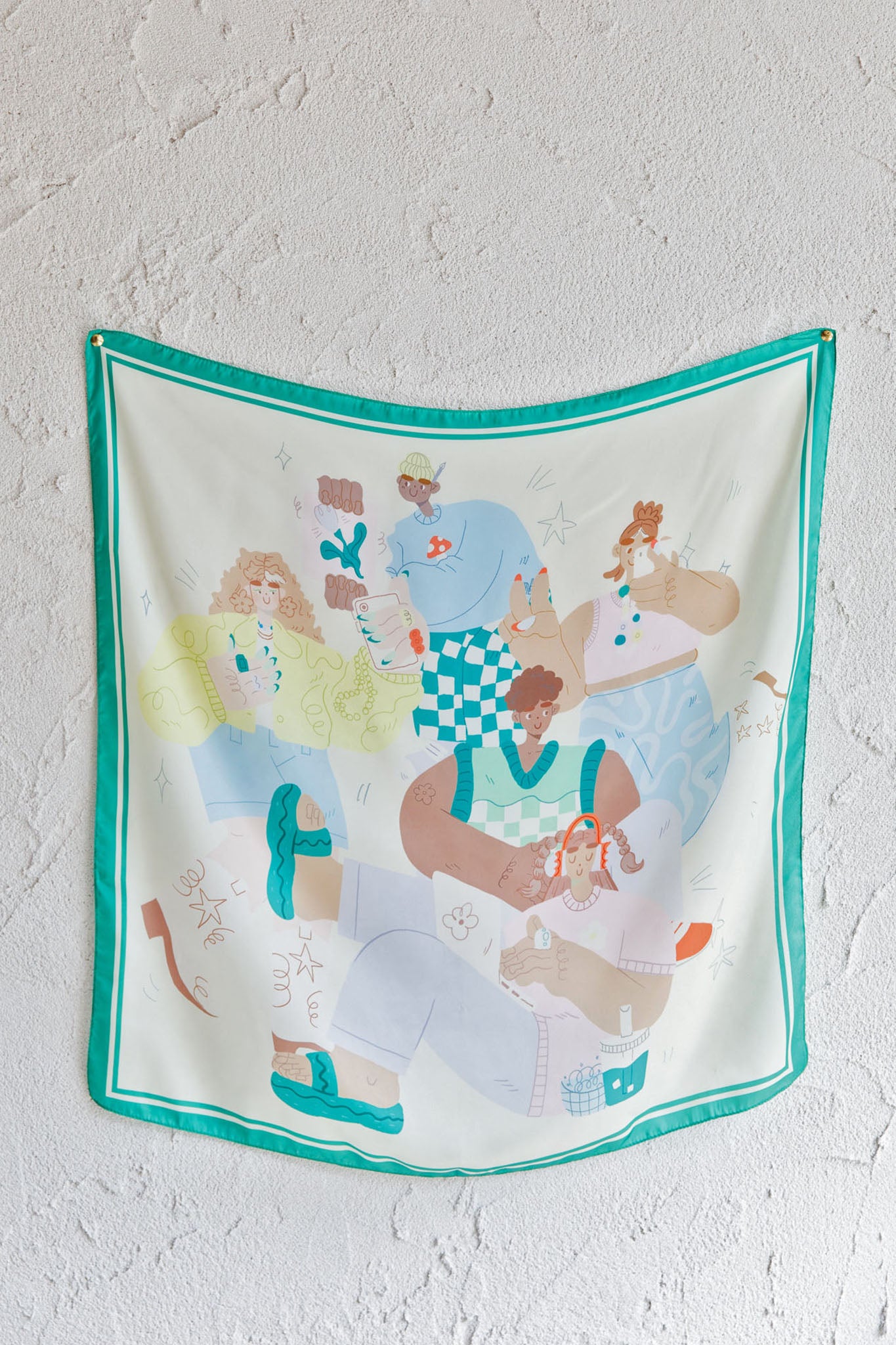 La Residencia Printed Square Scarf Green-Fable Dress