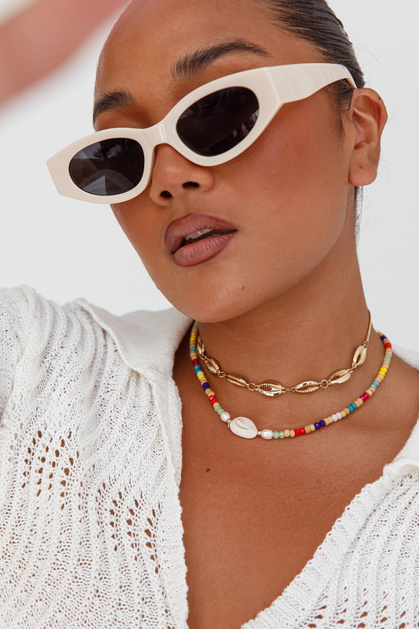 Regina Cat-eye Acetate Sunglasses Cream-Fable Dress