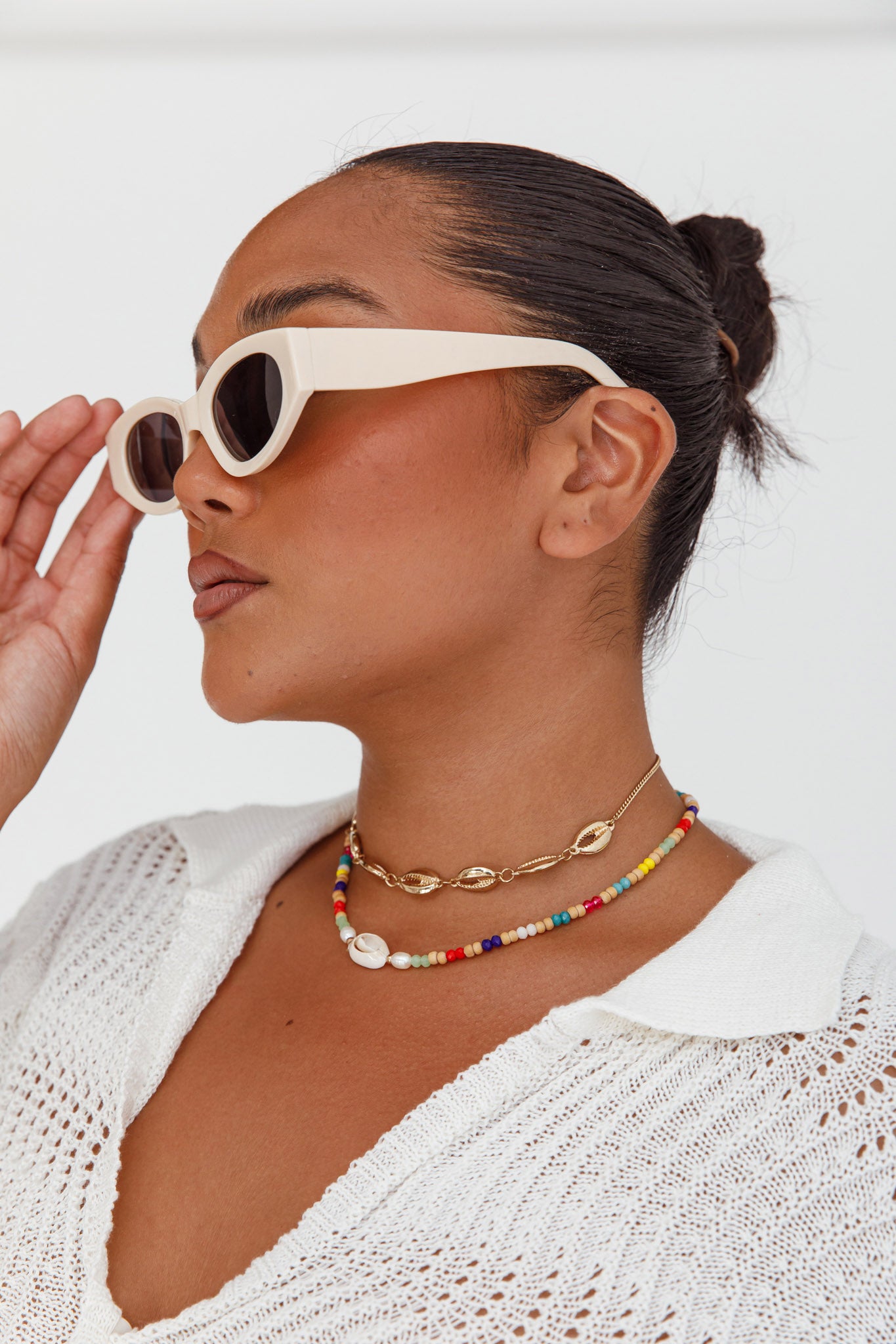 Regina Cat-eye Acetate Sunglasses Cream-Fable Dress