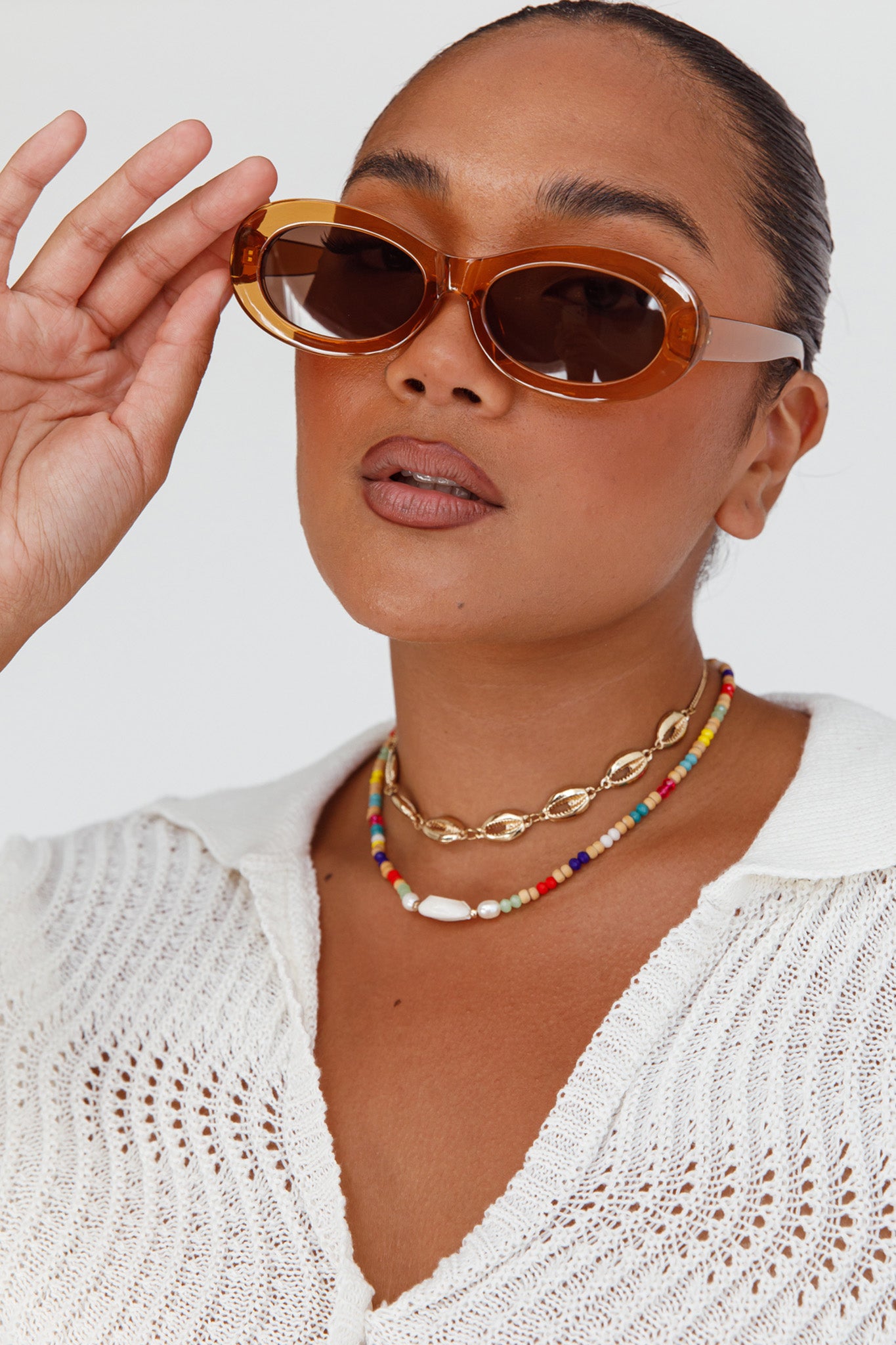 Charlie Neon Oval Sunglasses Tea-Fable Dress