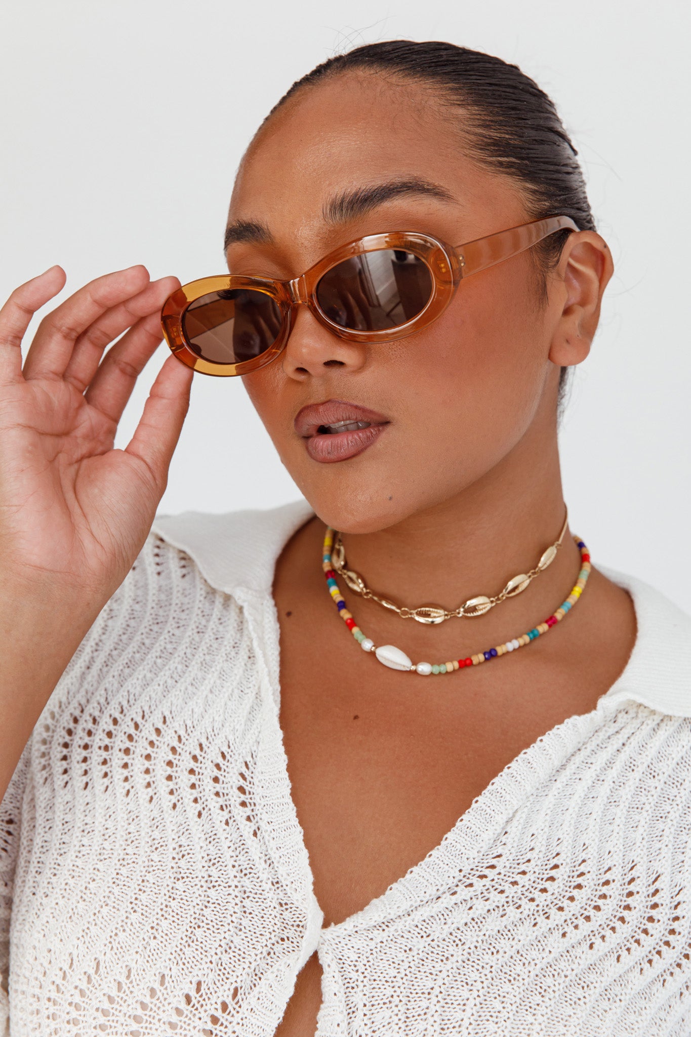 Charlie Neon Oval Sunglasses Tea-Fable Dress