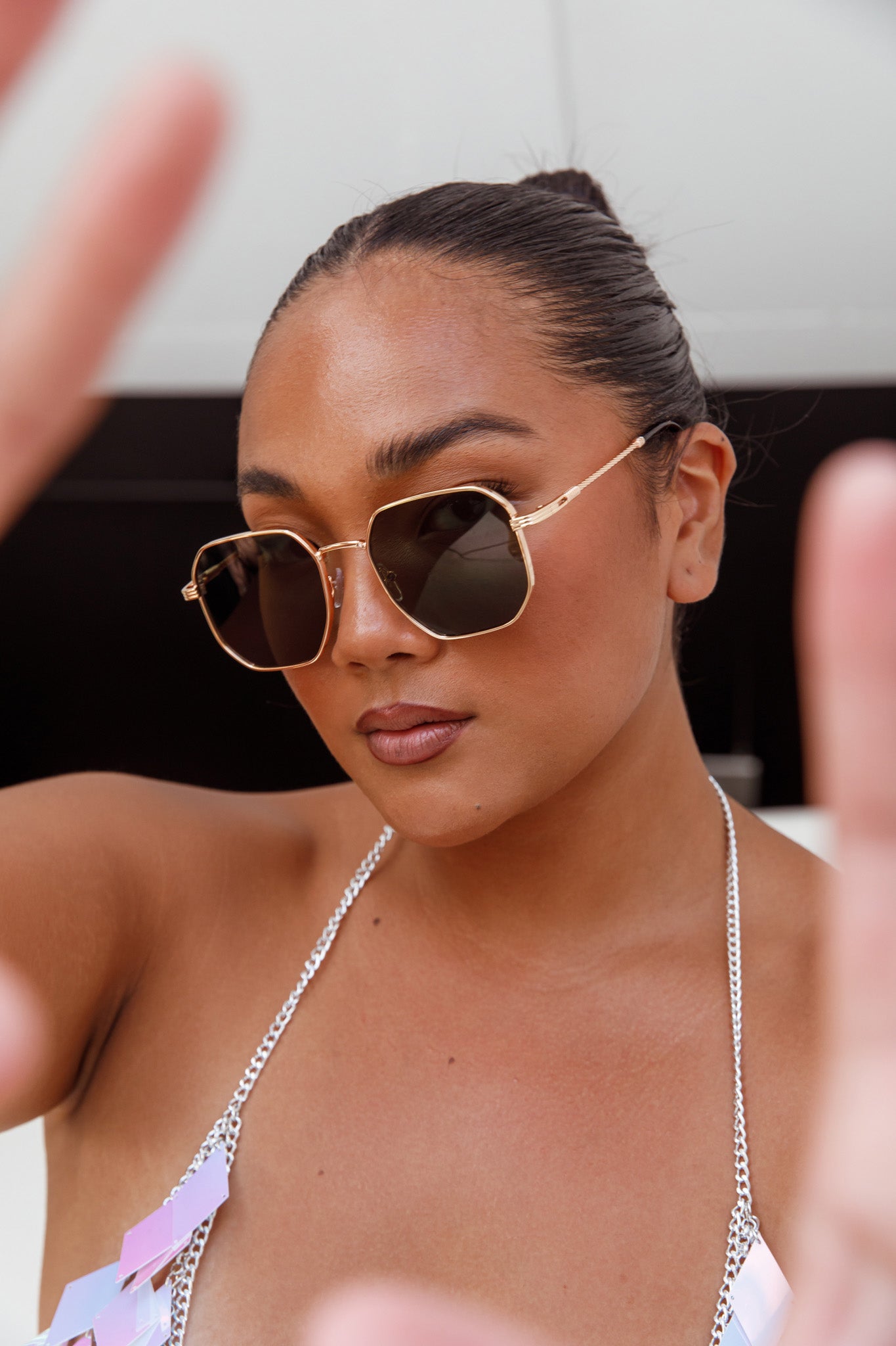 Sahara Aviator Sunglasses Black-Fable Dress