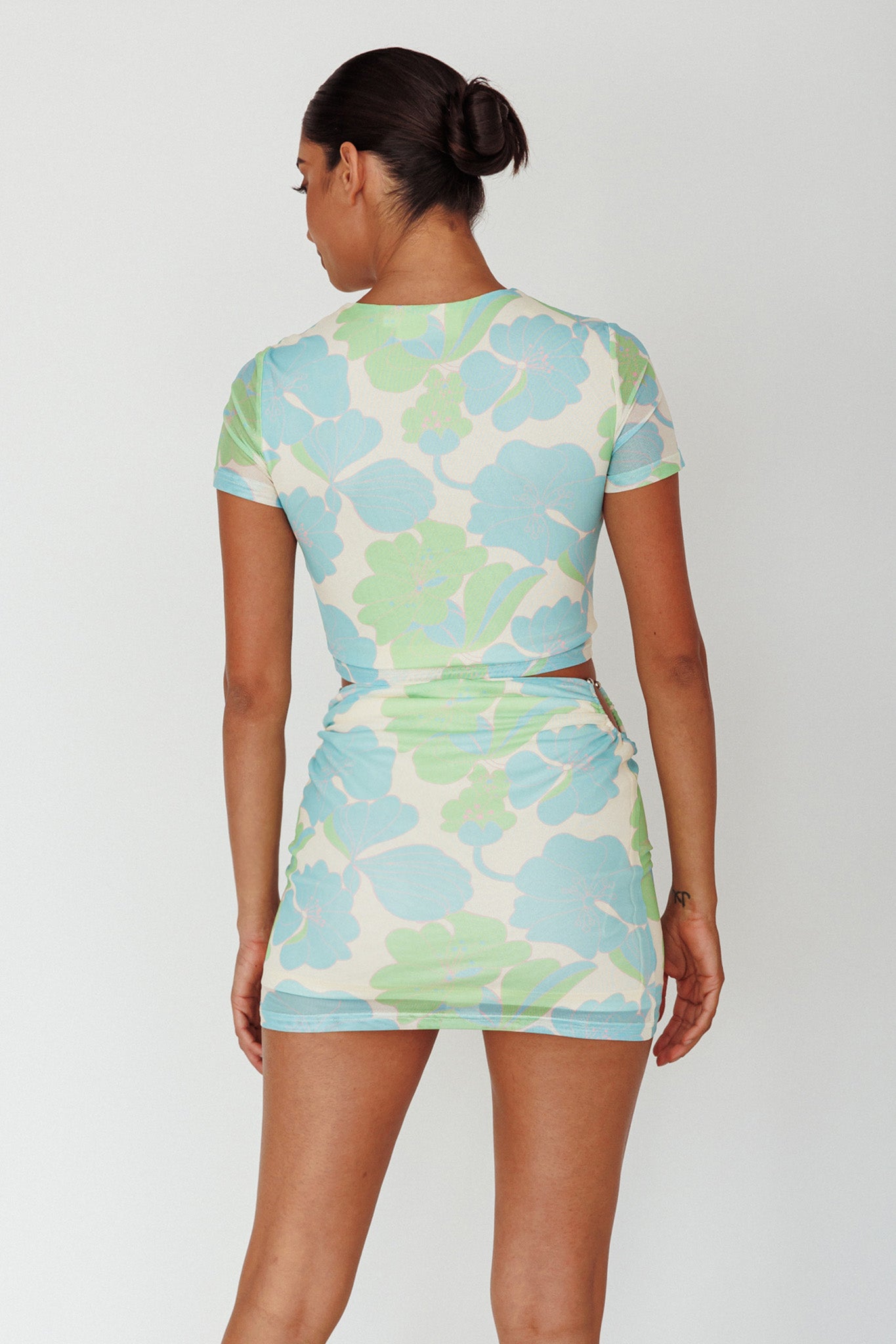 Angelus Ring Accent Mini Skirt Printed Cream-Fable Dress