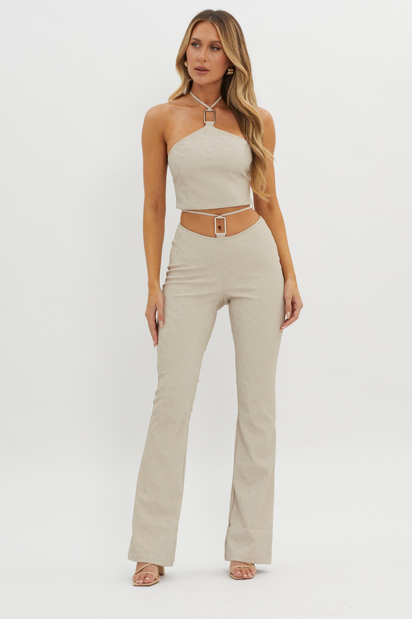 She's A Gemini Halter Crop Top Dove-Fable Dress