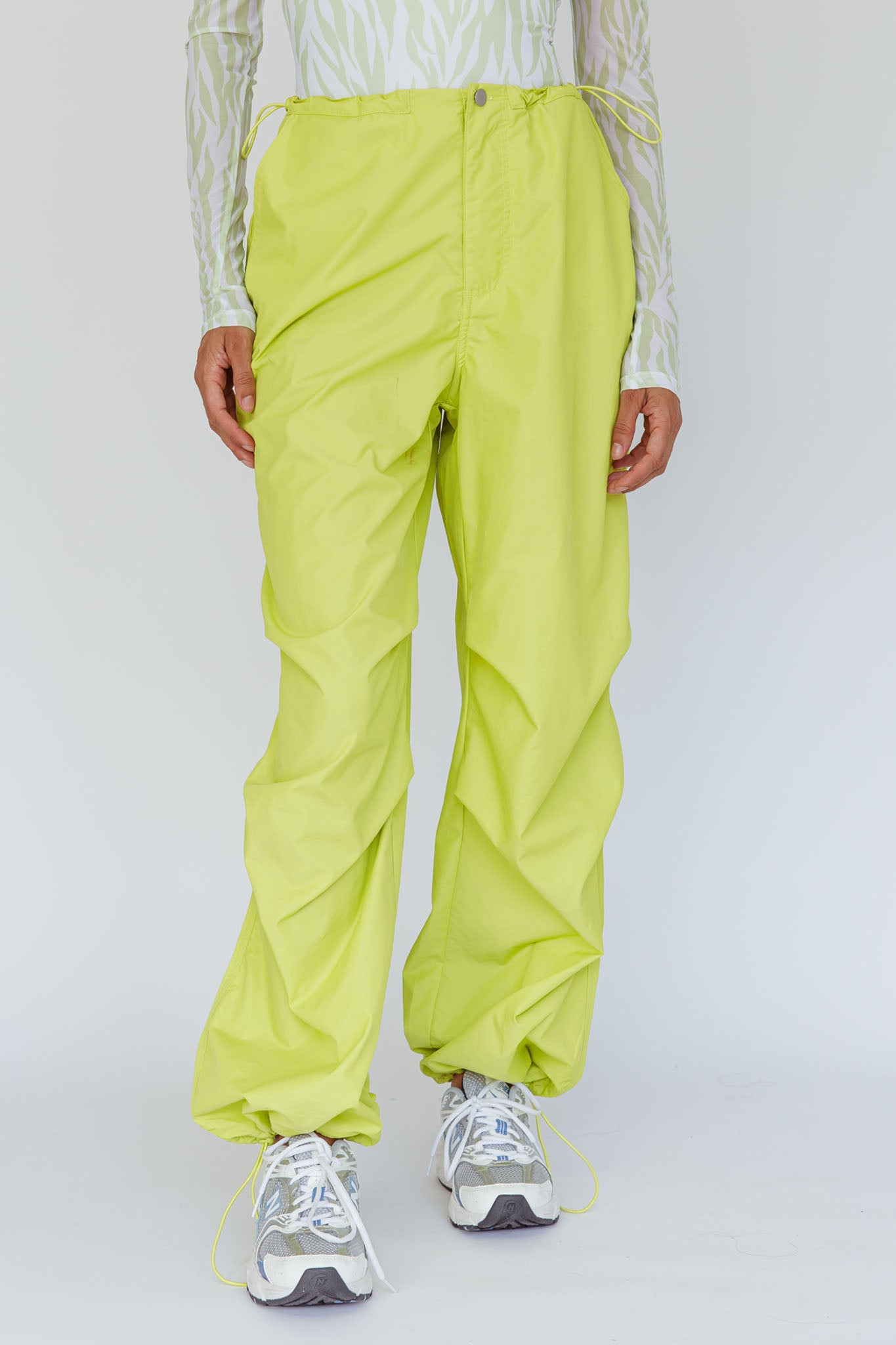 Break Dance Wide Leg Drawstring Pants Lime-Fable Dress