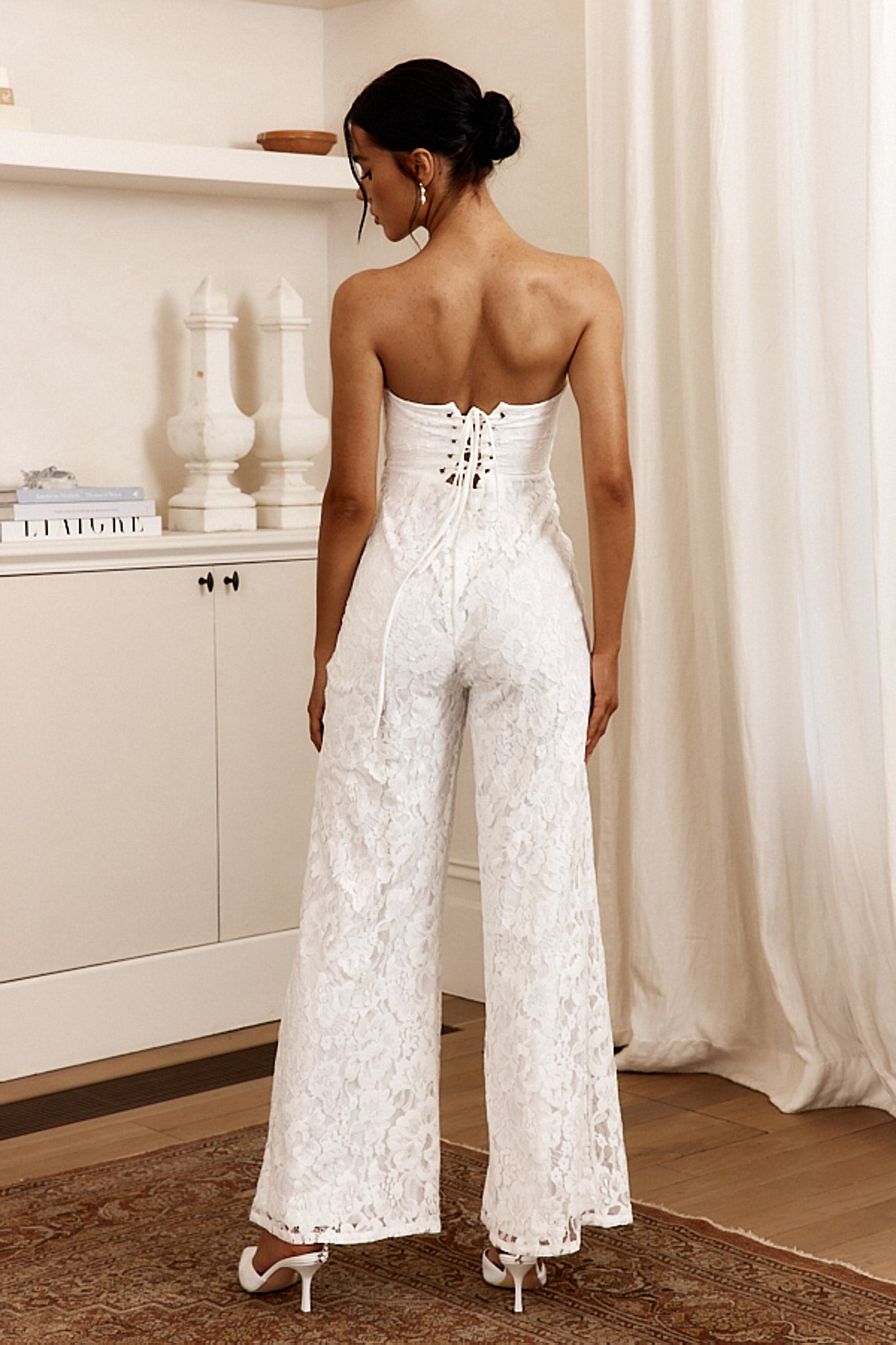 Ankita Strapless Lace Jumpsuit White-Fable Dress