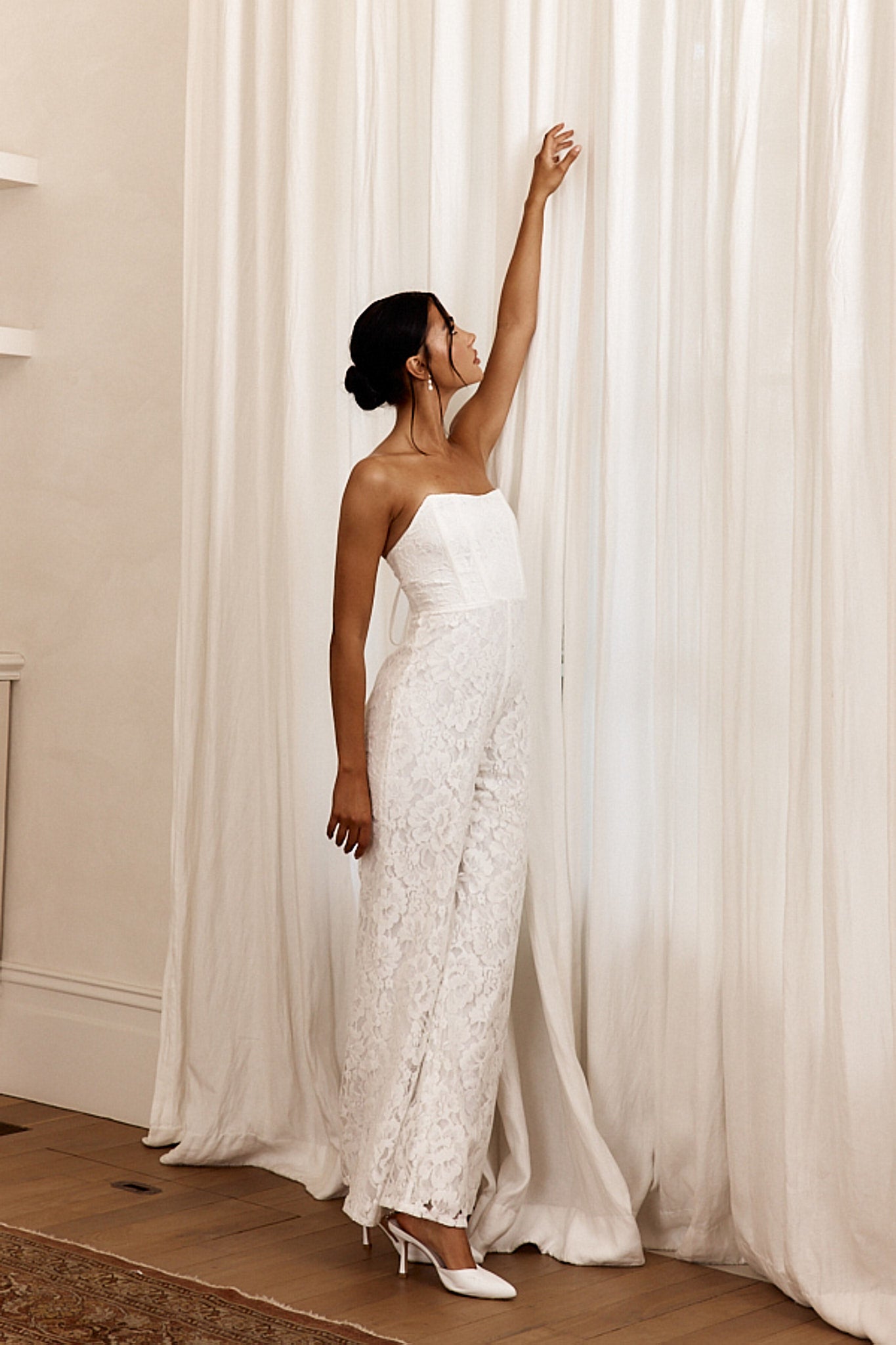 Ankita Strapless Lace Jumpsuit White-Fable Dress