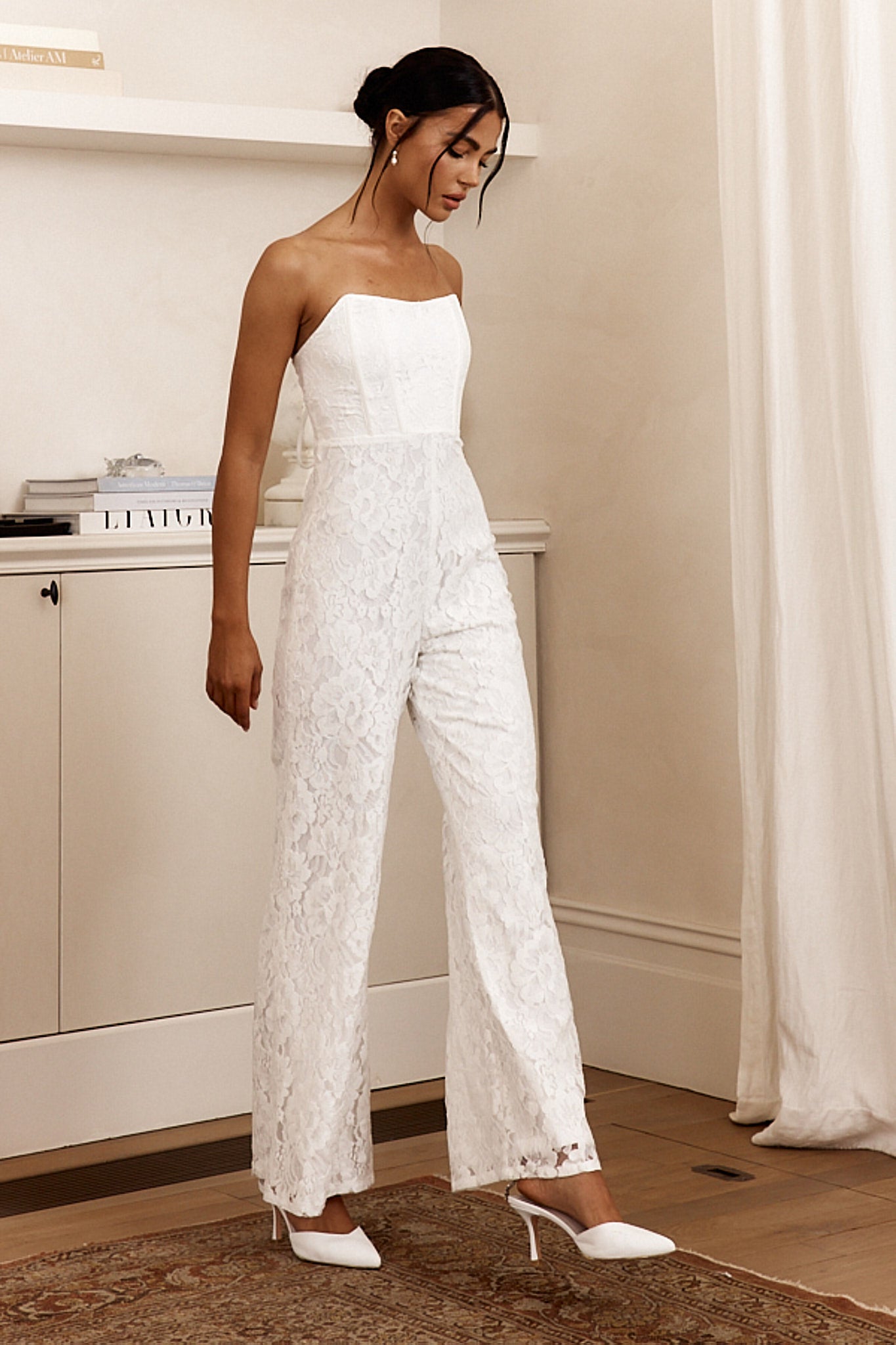 Ankita Strapless Lace Jumpsuit White-Fable Dress