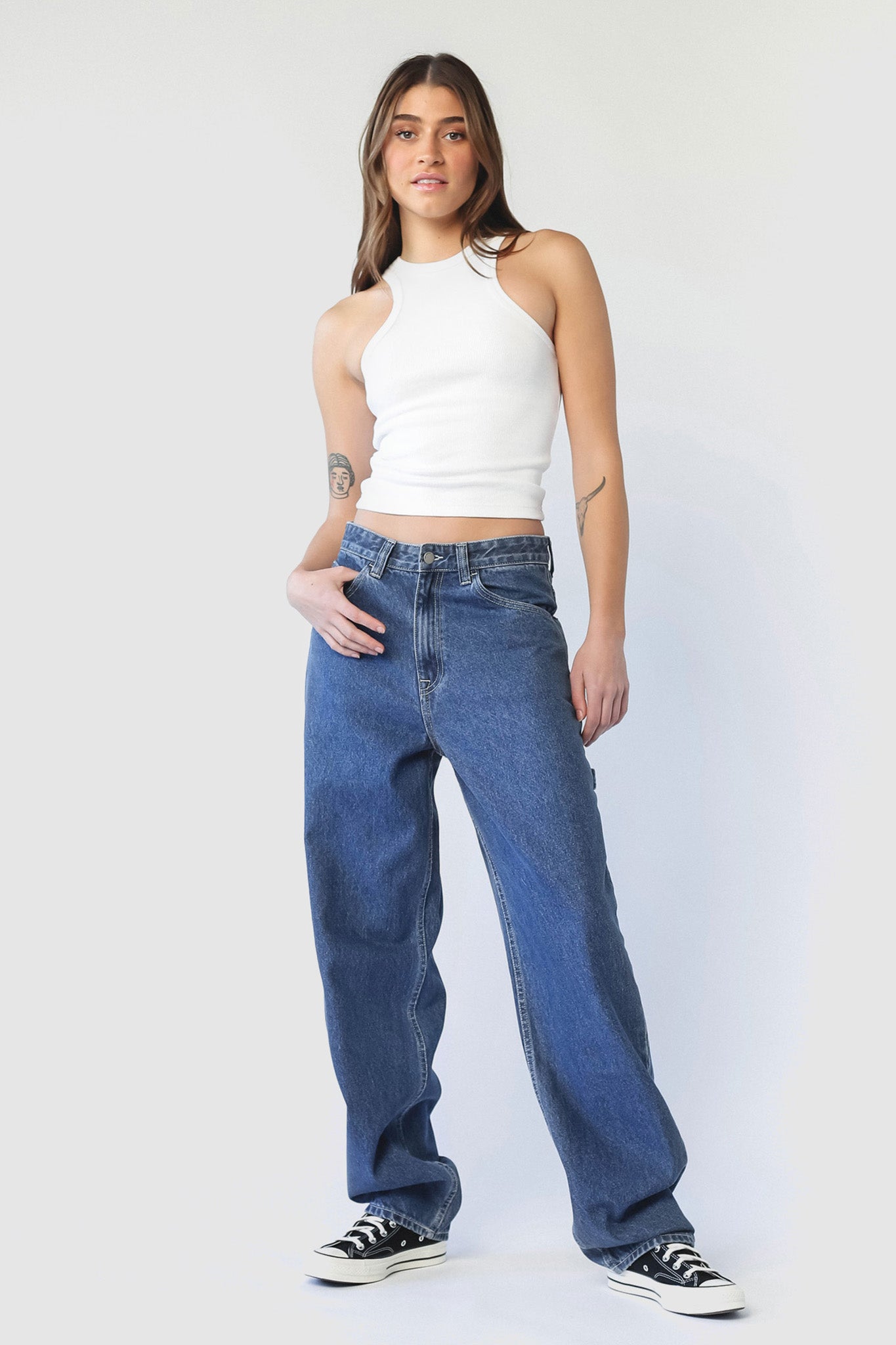 DR DENIM Faye Worker Pebble Mid Stone-Fable Dress