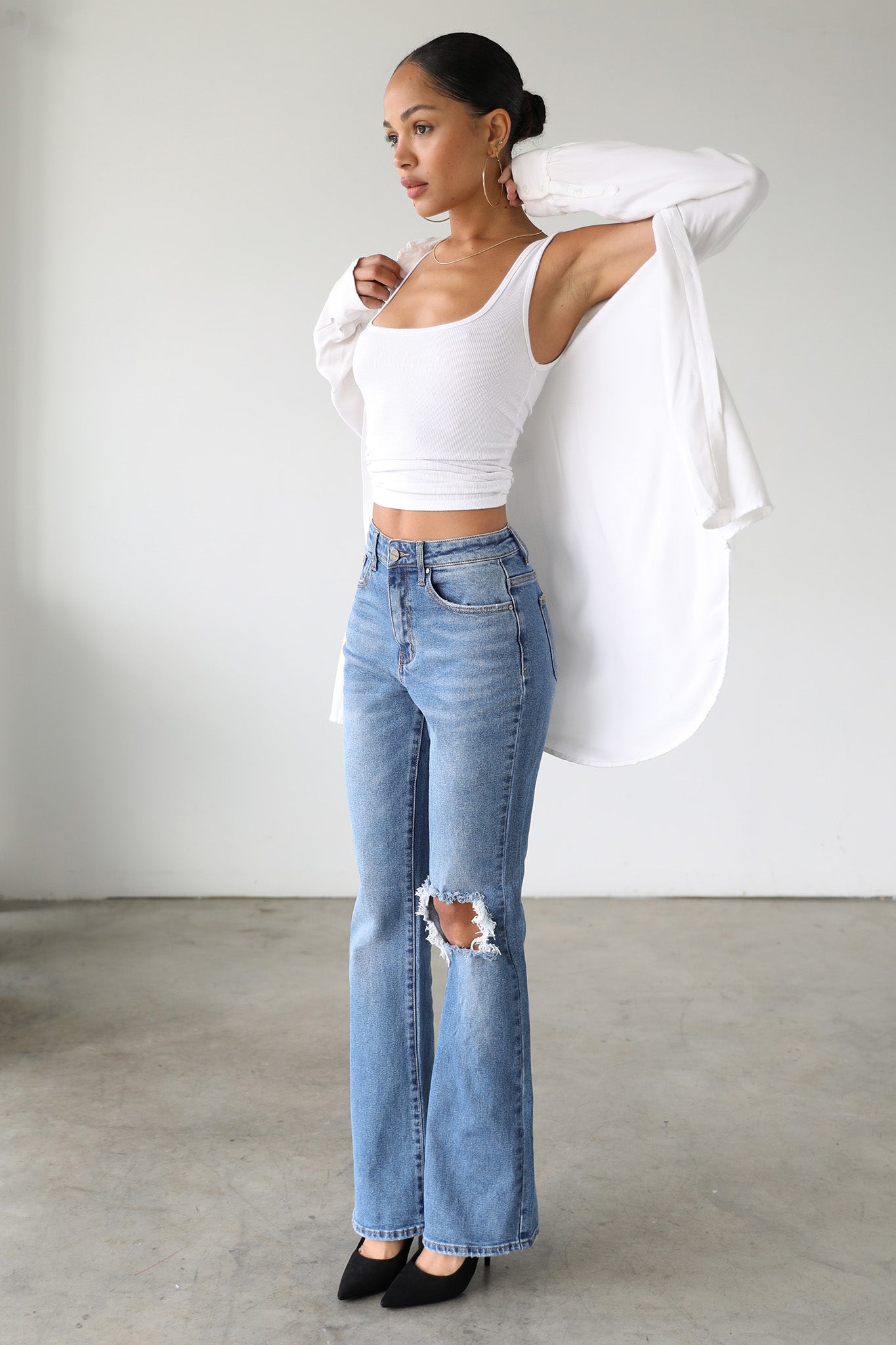 DOGMA High Rise Flare Leg Denim Jeans Medium Wash-Fable Dress