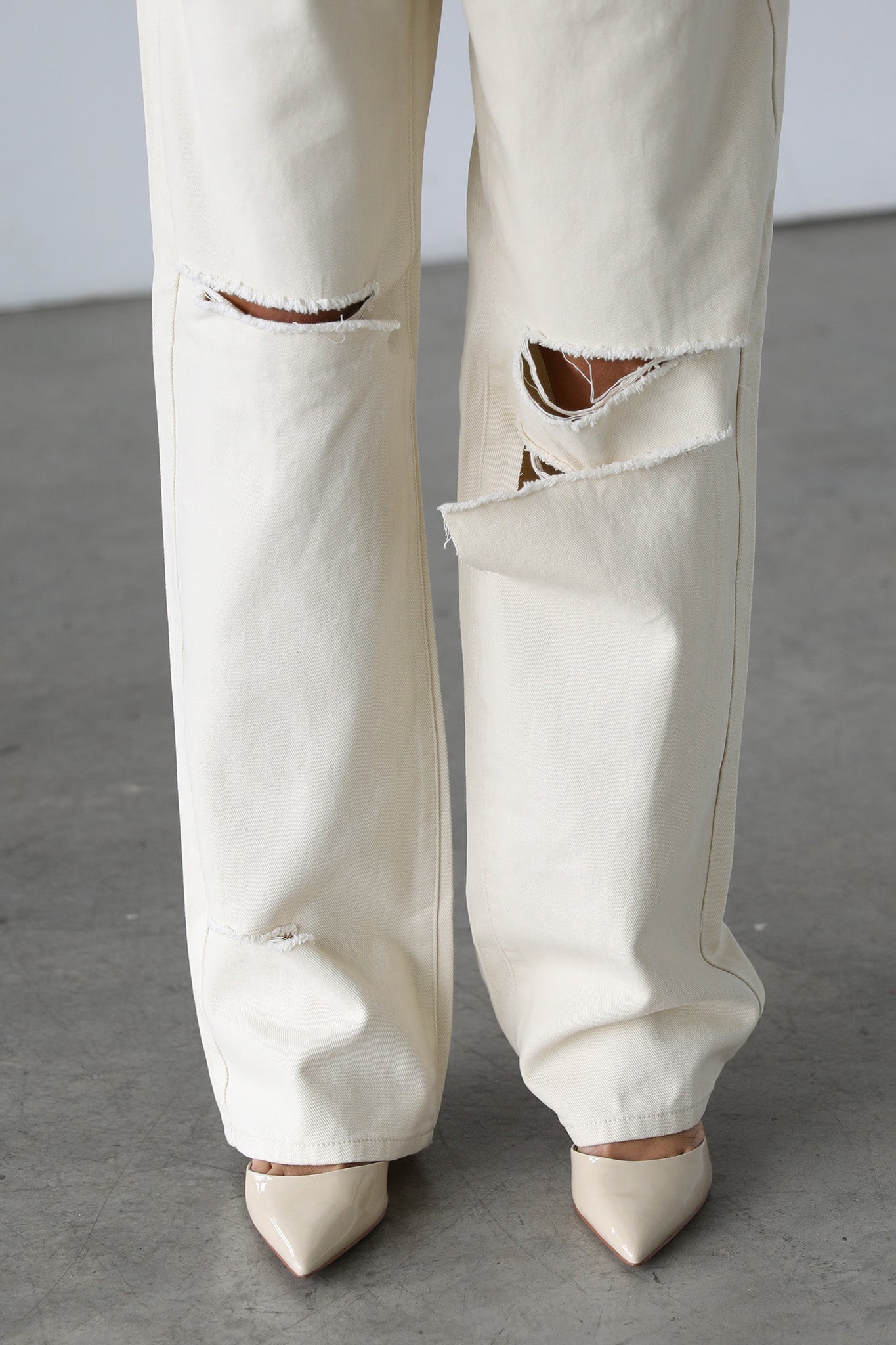 DOGMA Straight Wide Leg Skater Denim Jeans Cream-Fable Dress