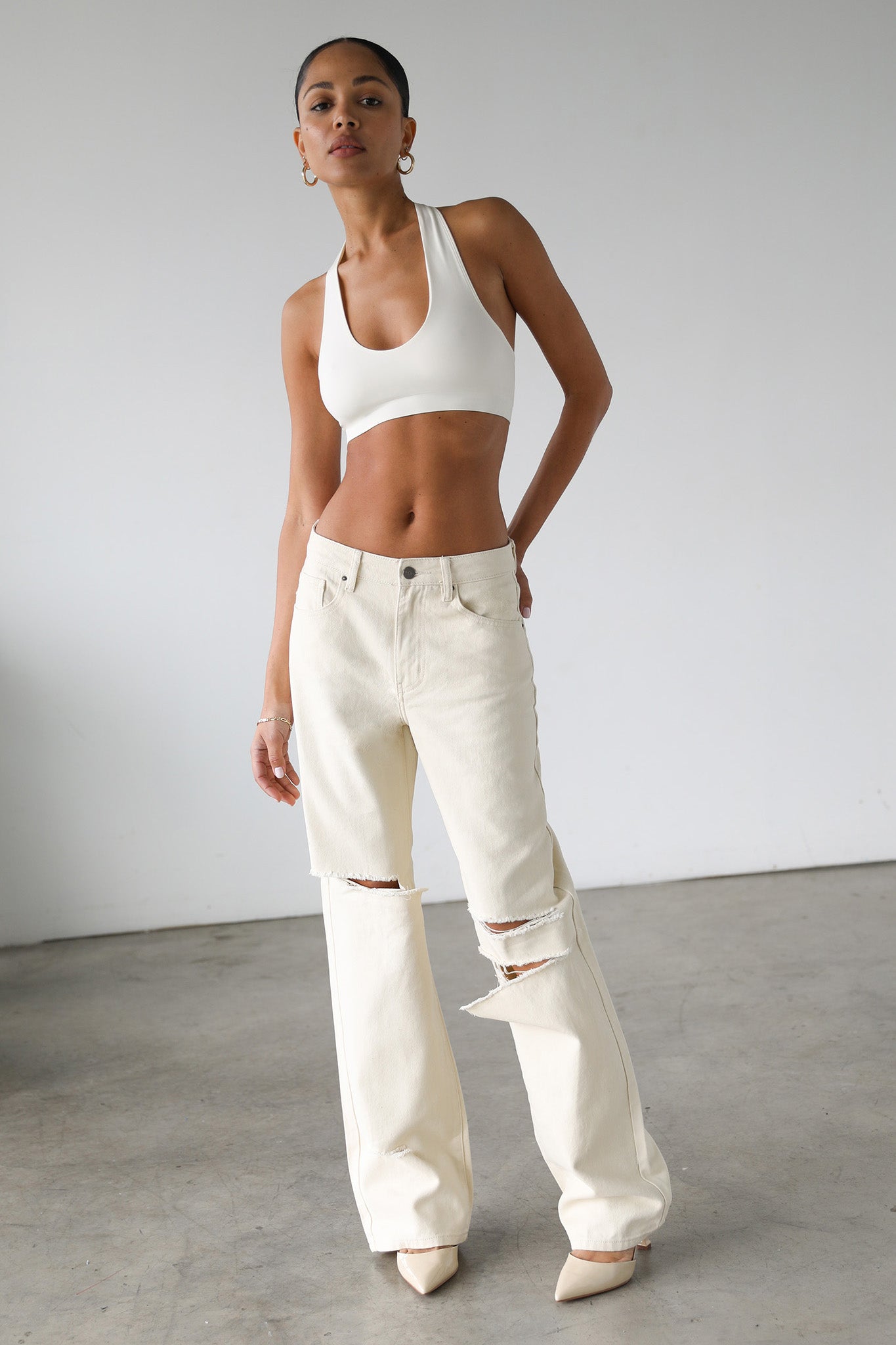 DOGMA Straight Wide Leg Skater Denim Jeans Cream-Fable Dress