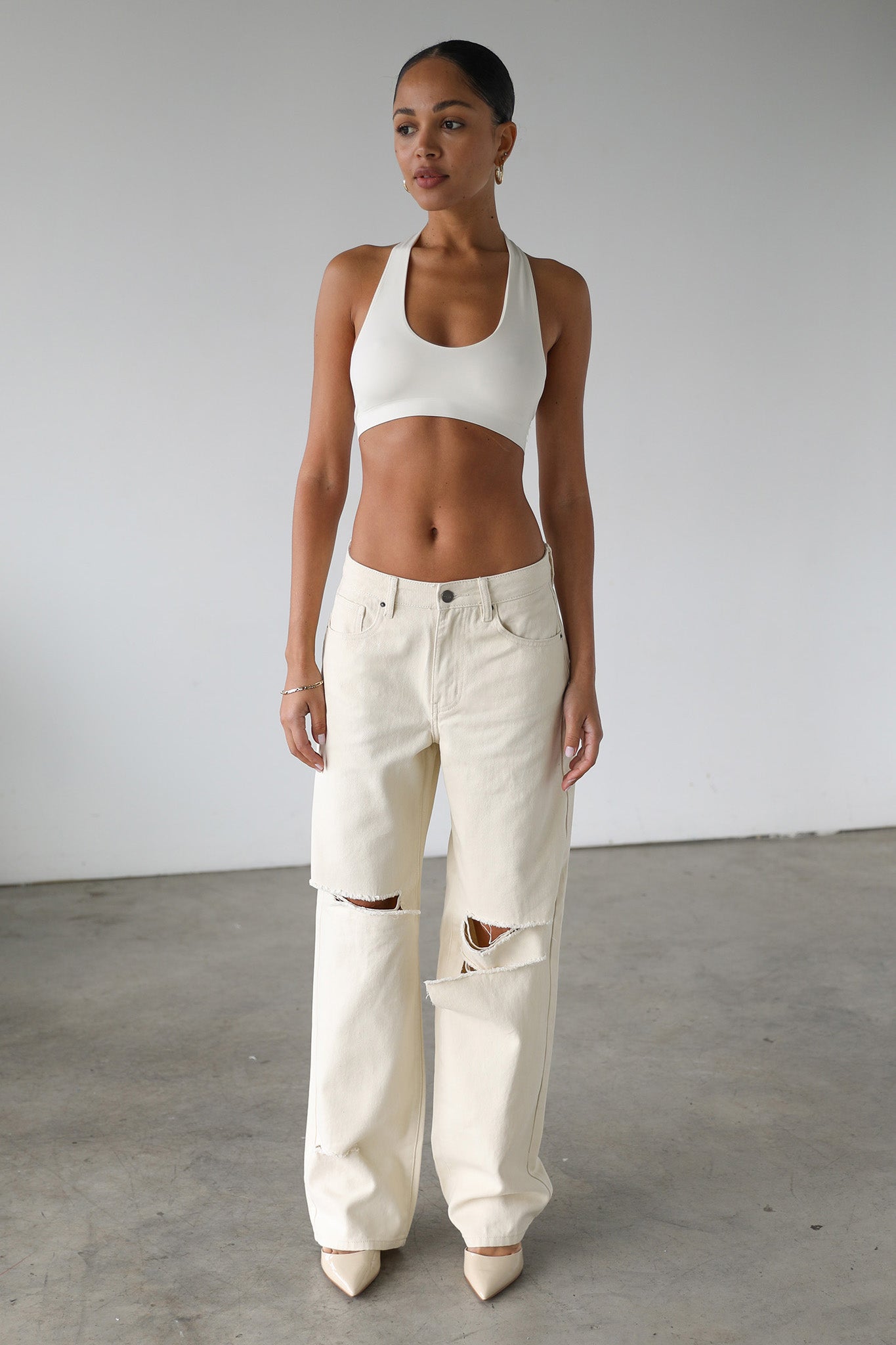 DOGMA Straight Wide Leg Skater Denim Jeans Cream-Fable Dress