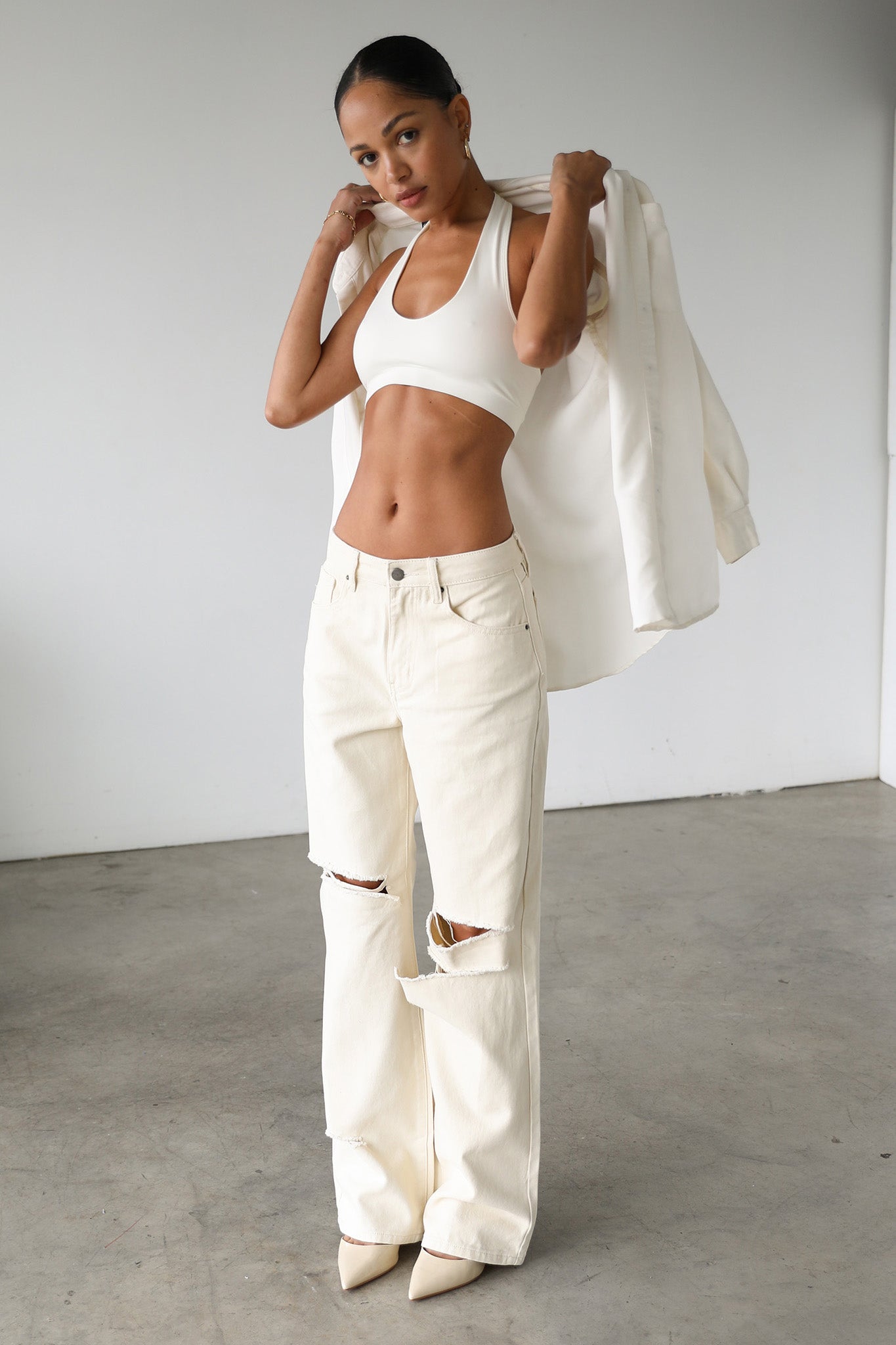 DOGMA Straight Wide Leg Skater Denim Jeans Cream-Fable Dress