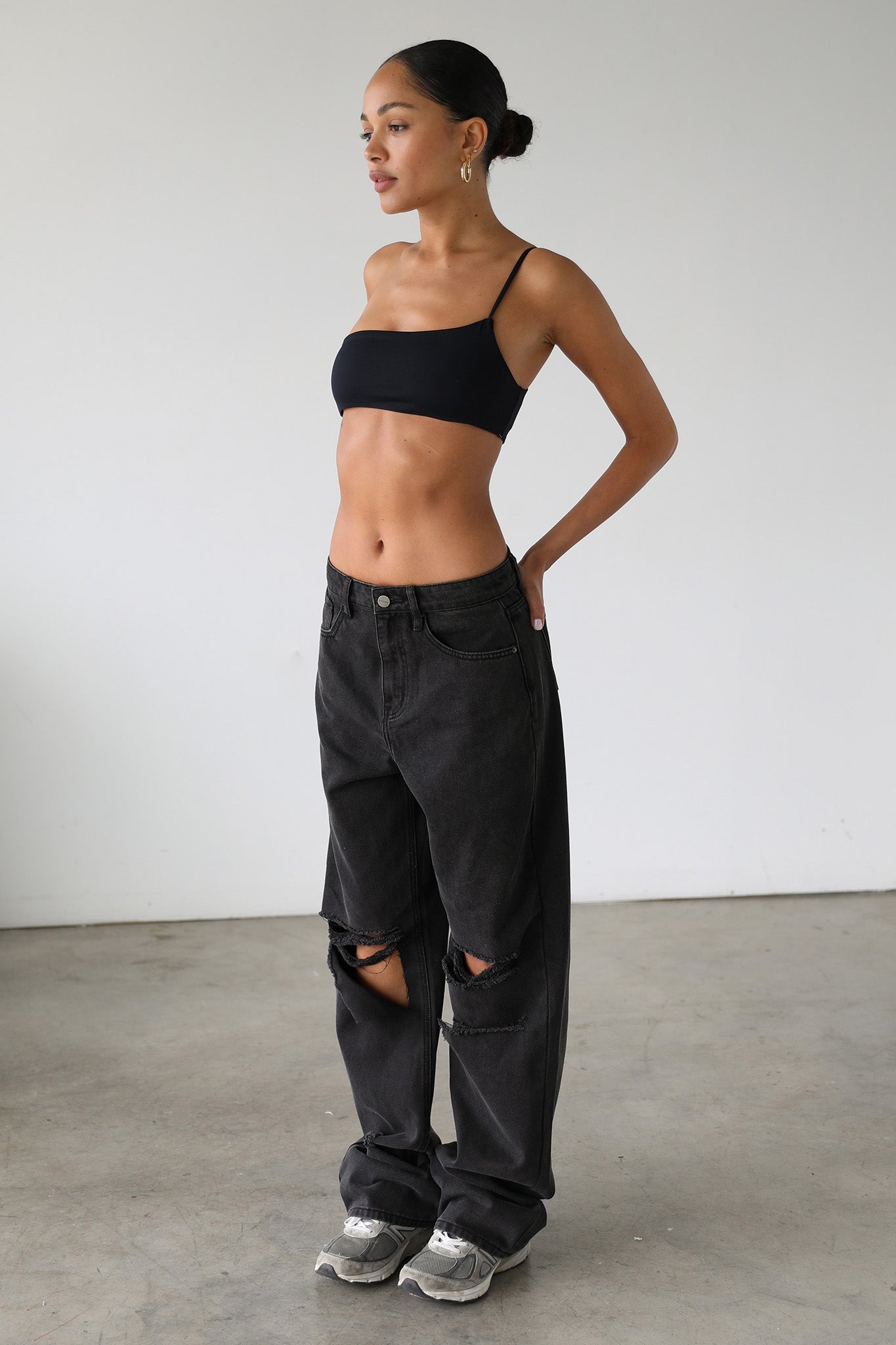 DOGMA High Rise Straight Wide Leg Skater Denim Jeans Black Wash-Fable Dress