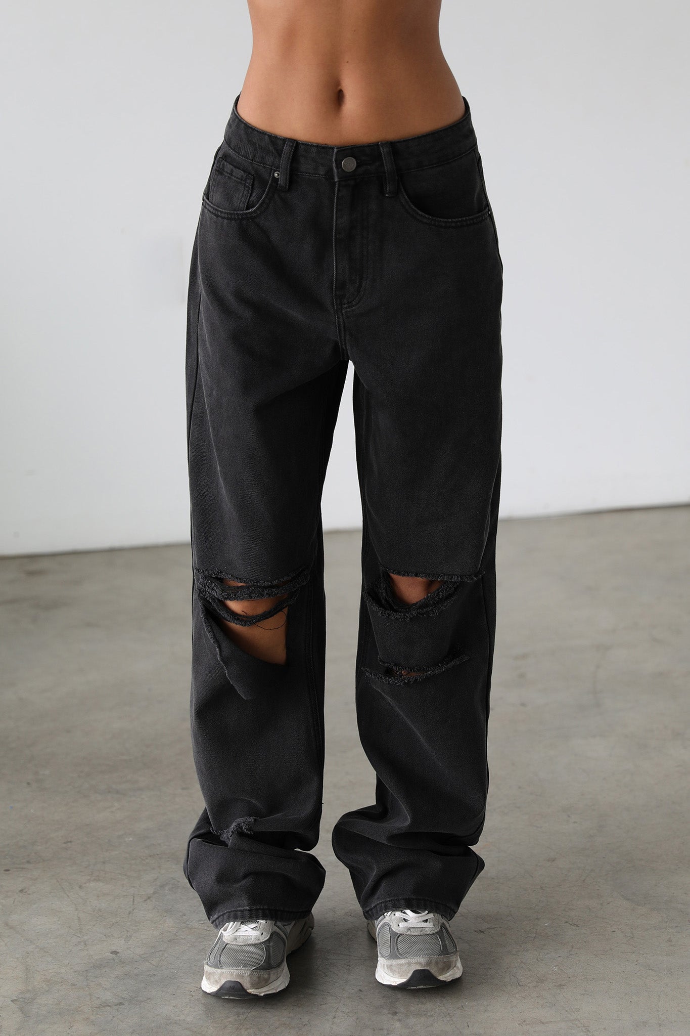 DOGMA High Rise Straight Wide Leg Skater Denim Jeans Black Wash-Fable Dress