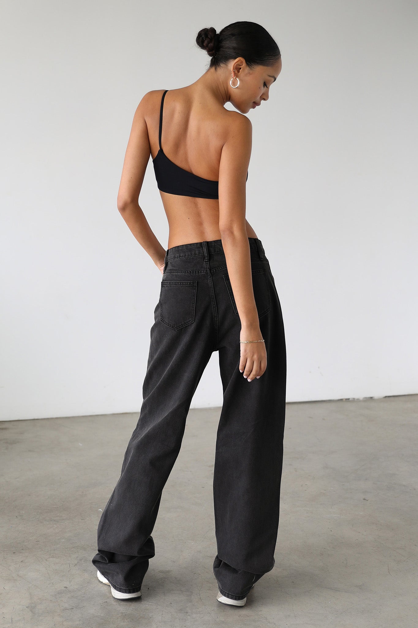 DOGMA High Rise Straight Wide Leg Skater Denim Jeans Black Wash-Fable Dress