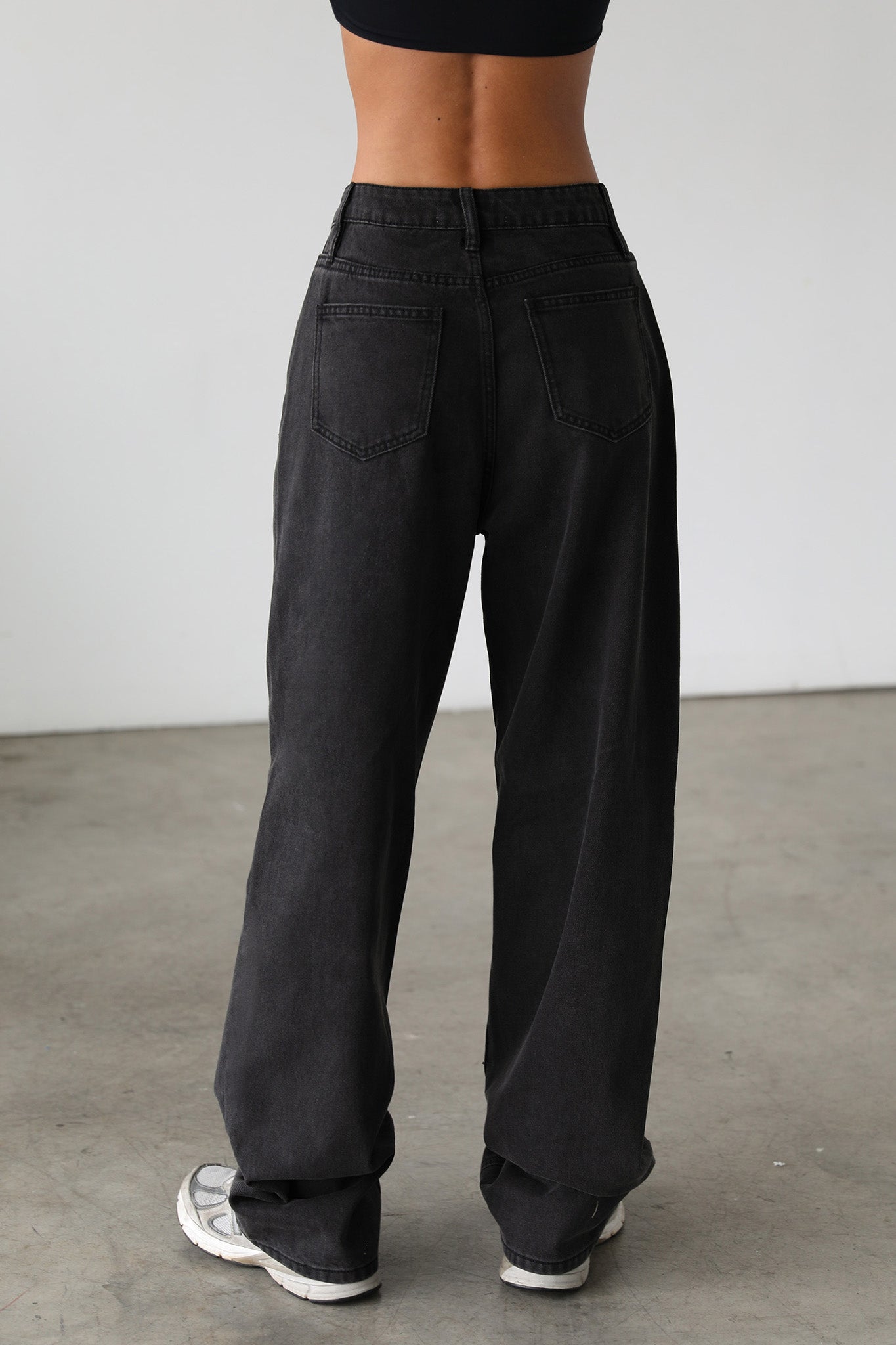 DOGMA High Rise Straight Wide Leg Skater Denim Jeans Black Wash-Fable Dress