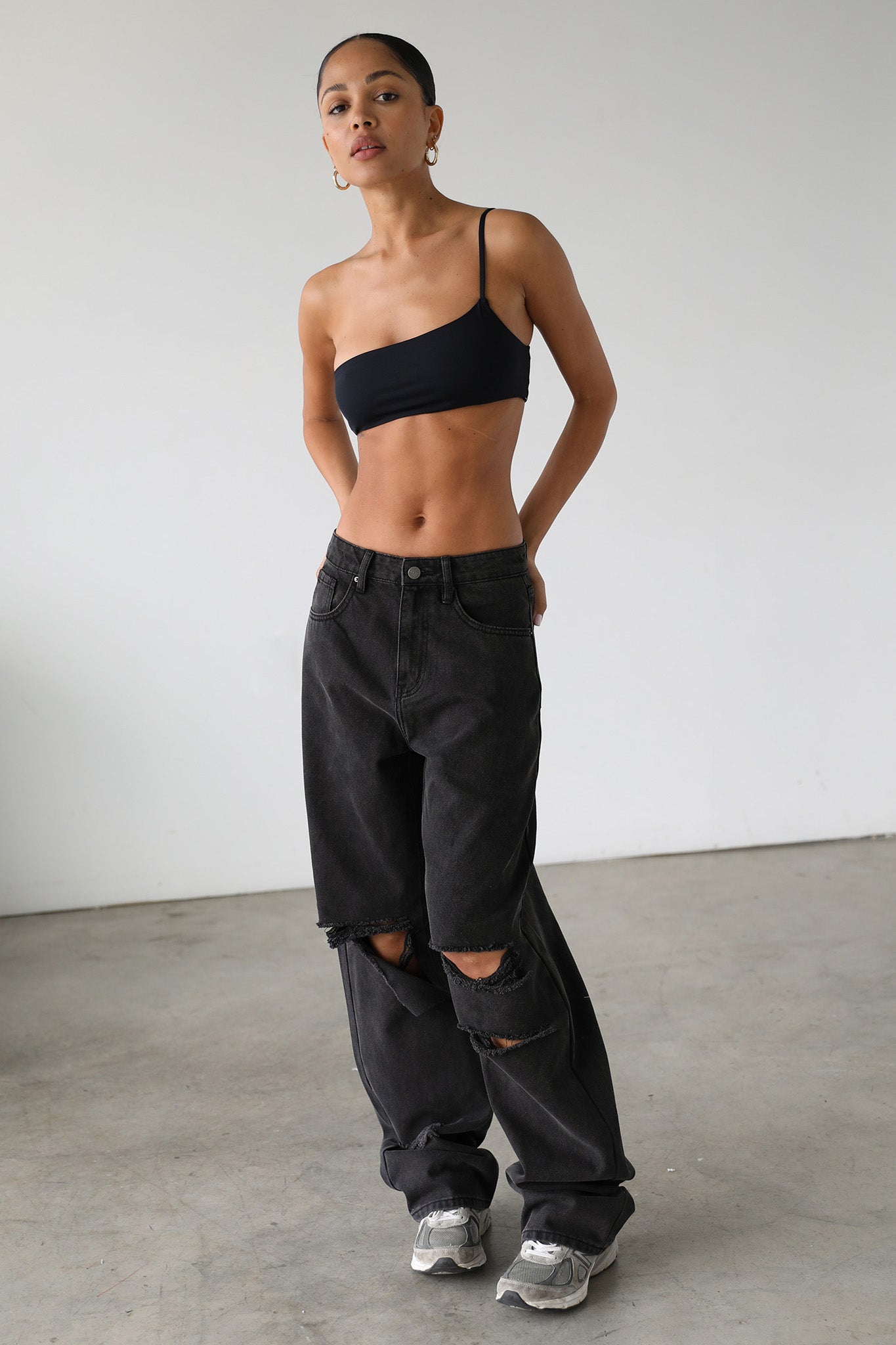 DOGMA High Rise Straight Wide Leg Skater Denim Jeans Black Wash-Fable Dress