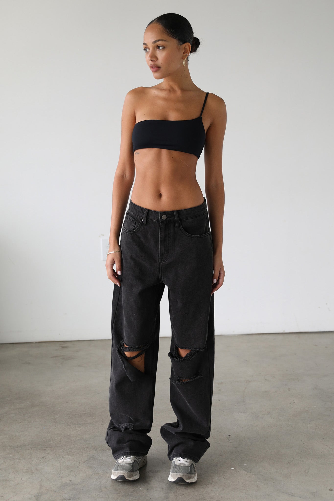 DOGMA High Rise Straight Wide Leg Skater Denim Jeans Black Wash-Fable Dress