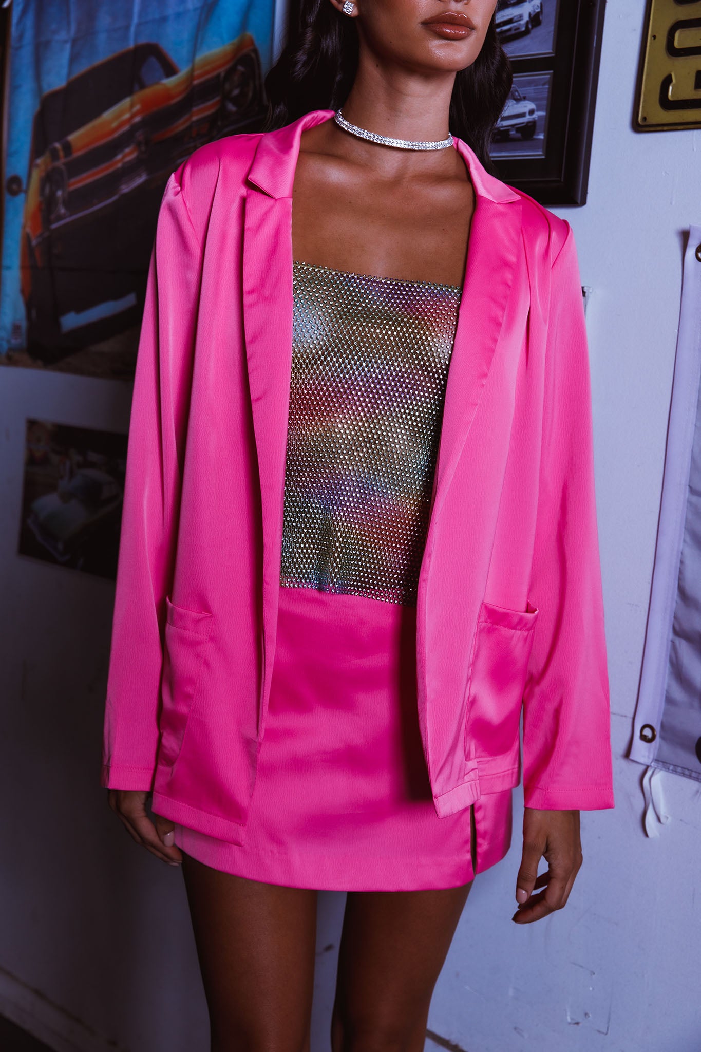 Cleo Satin Mini Skort Pink-Fable Dress