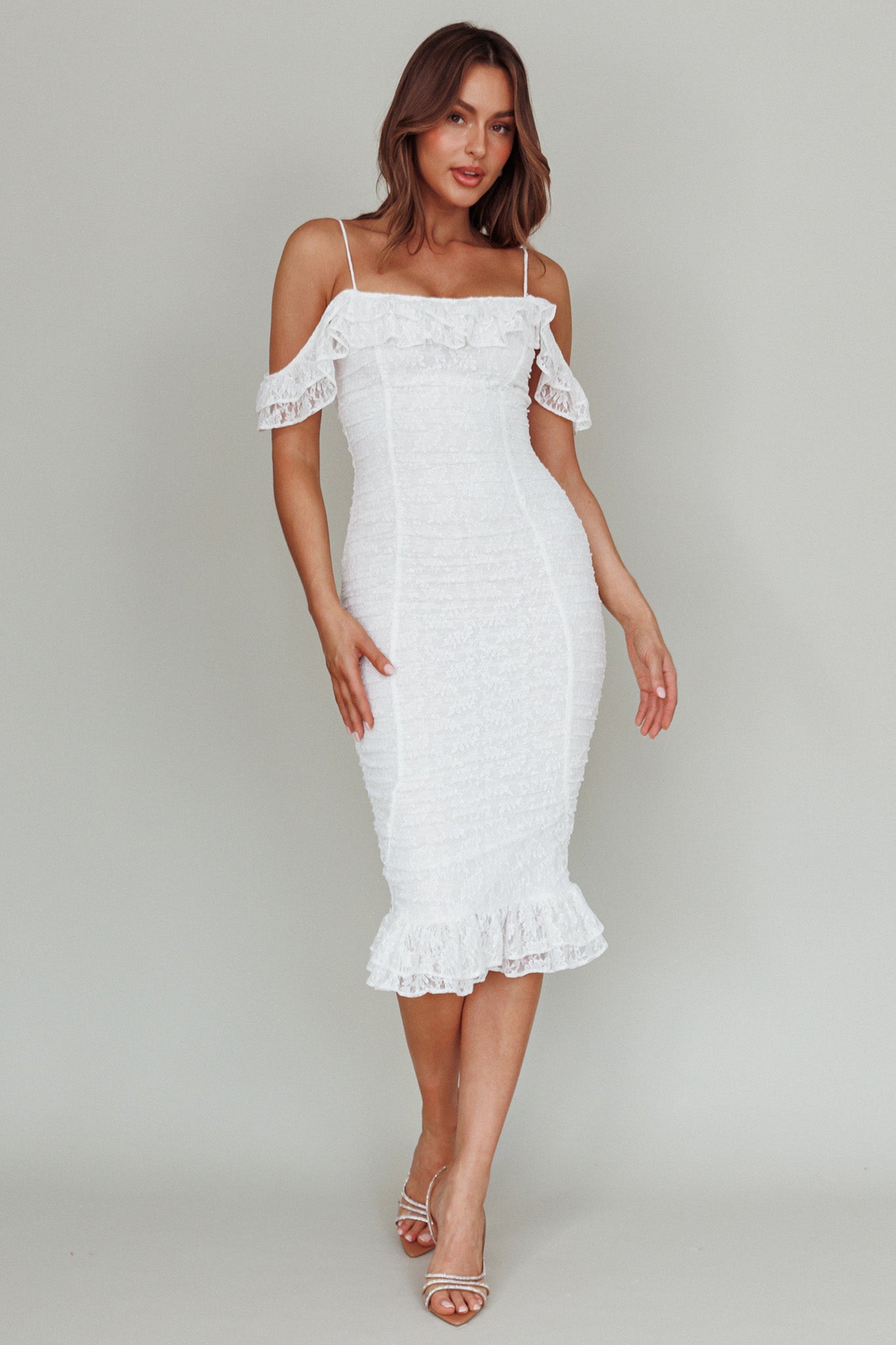 Wish Come True Lace Midi Dress White-Fable Dress