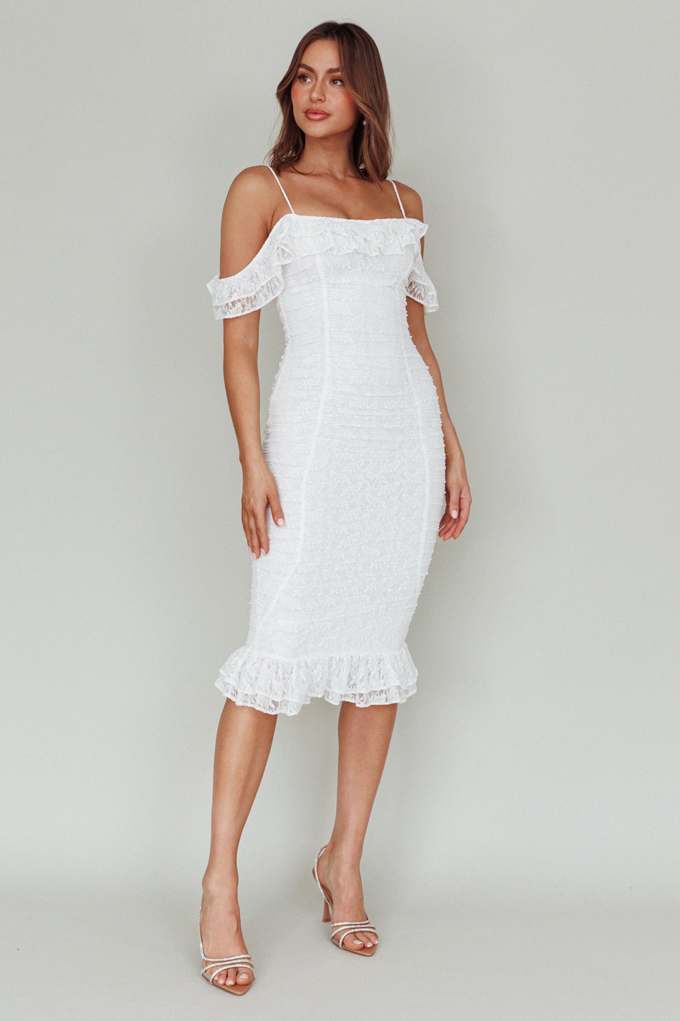 Wish Come True Lace Midi Dress White-Fable Dress