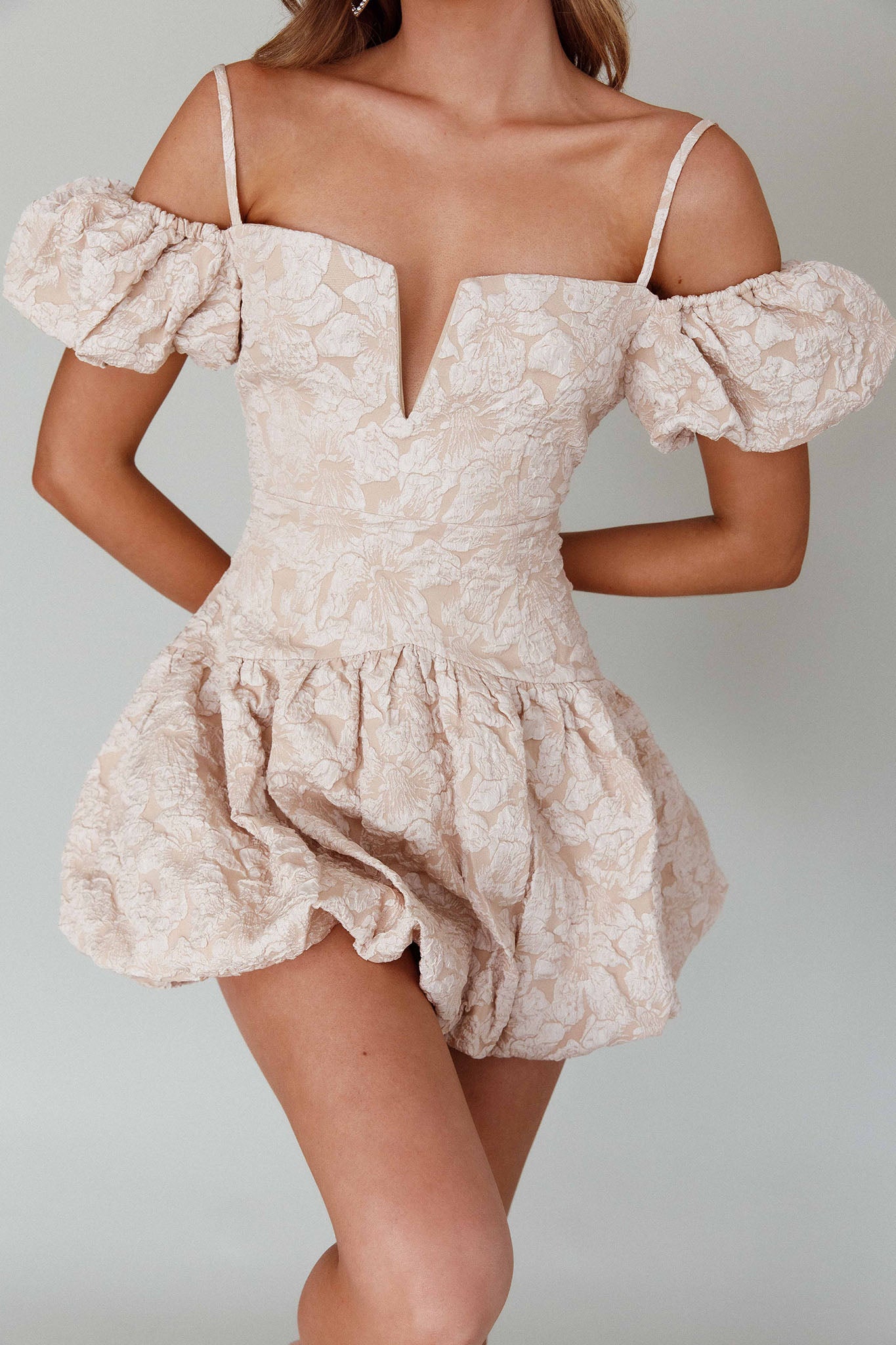 Mon Bebe Drop Waist Mini Dress Sand-Fable Dress