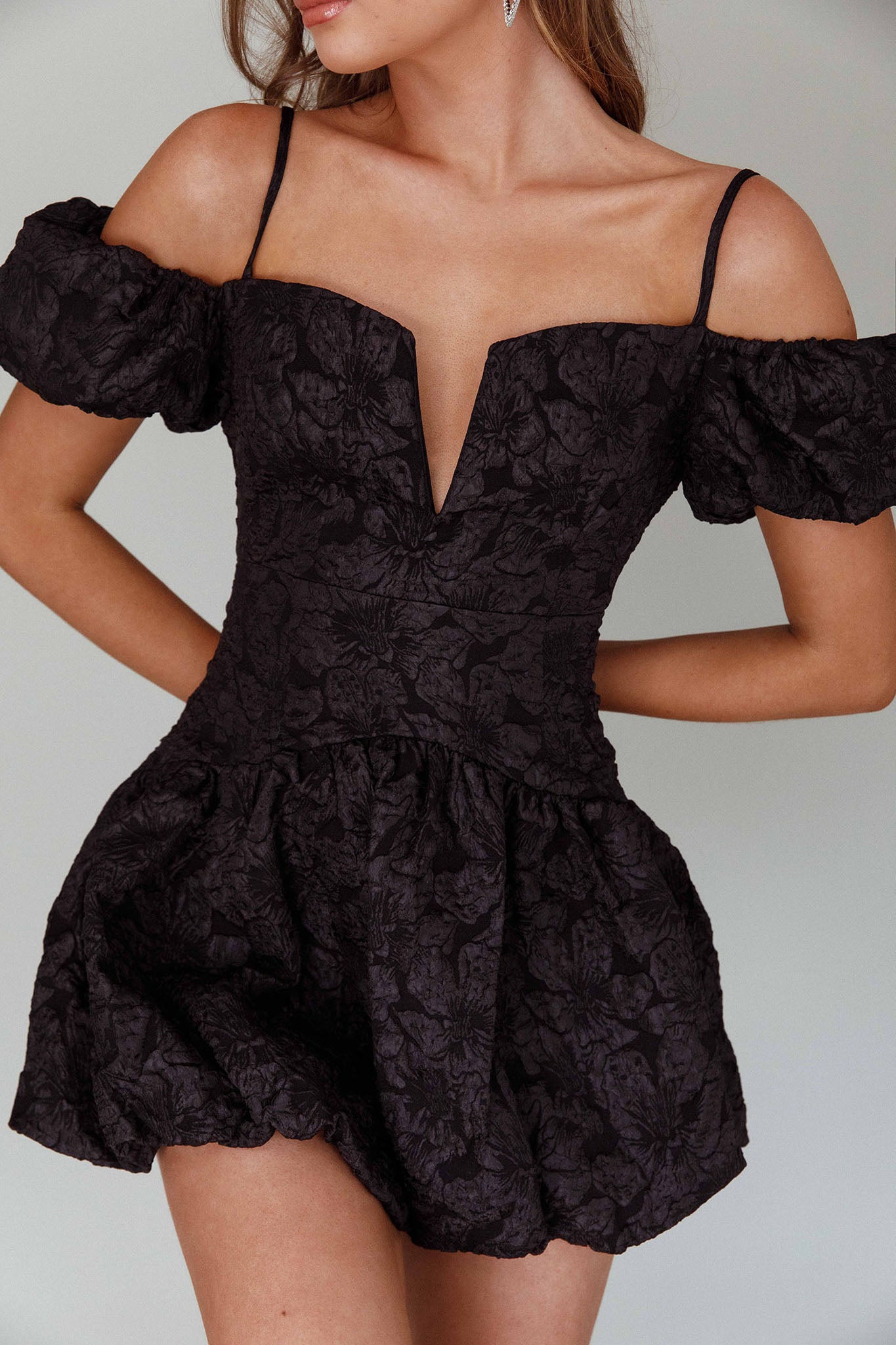 Mon Bebe Drop Waist Mini Dress Black-Fable Dress