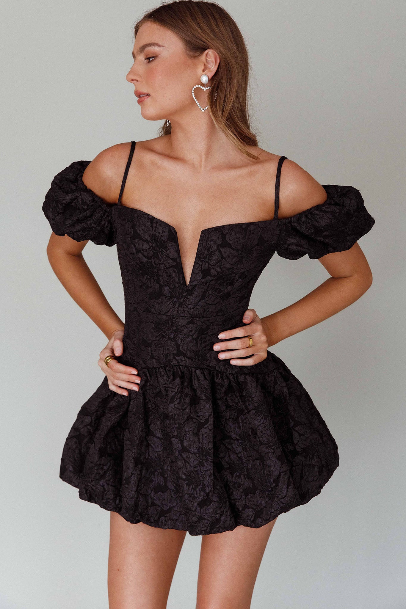 Mon Bebe Drop Waist Mini Dress Black-Fable Dress