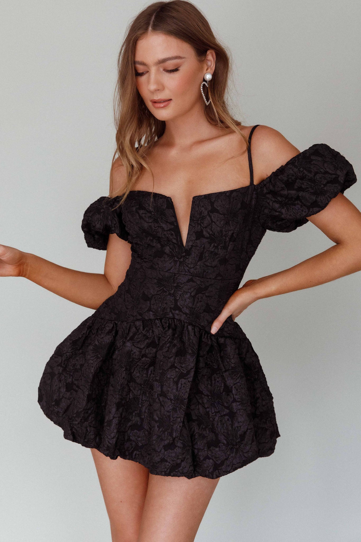 Mon Bebe Drop Waist Mini Dress Black-Fable Dress