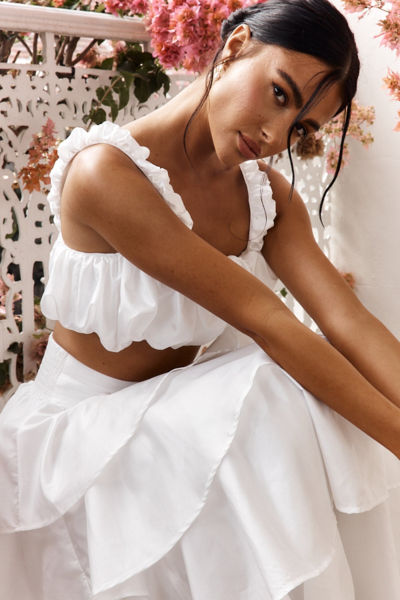 Sozo Bubble Crop Top Ivory-Fable Dress