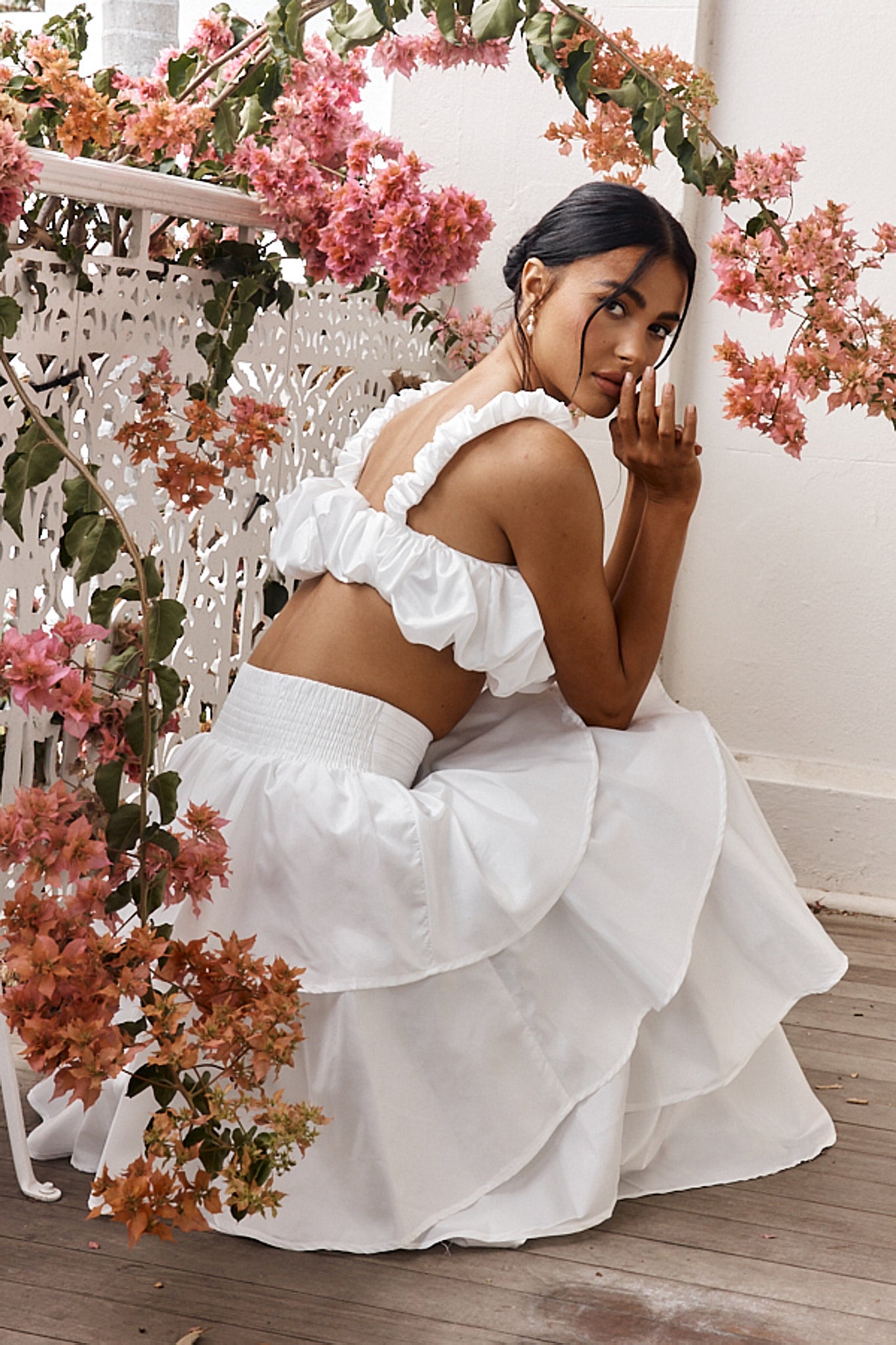 Sozo Bubble Crop Top Ivory-Fable Dress