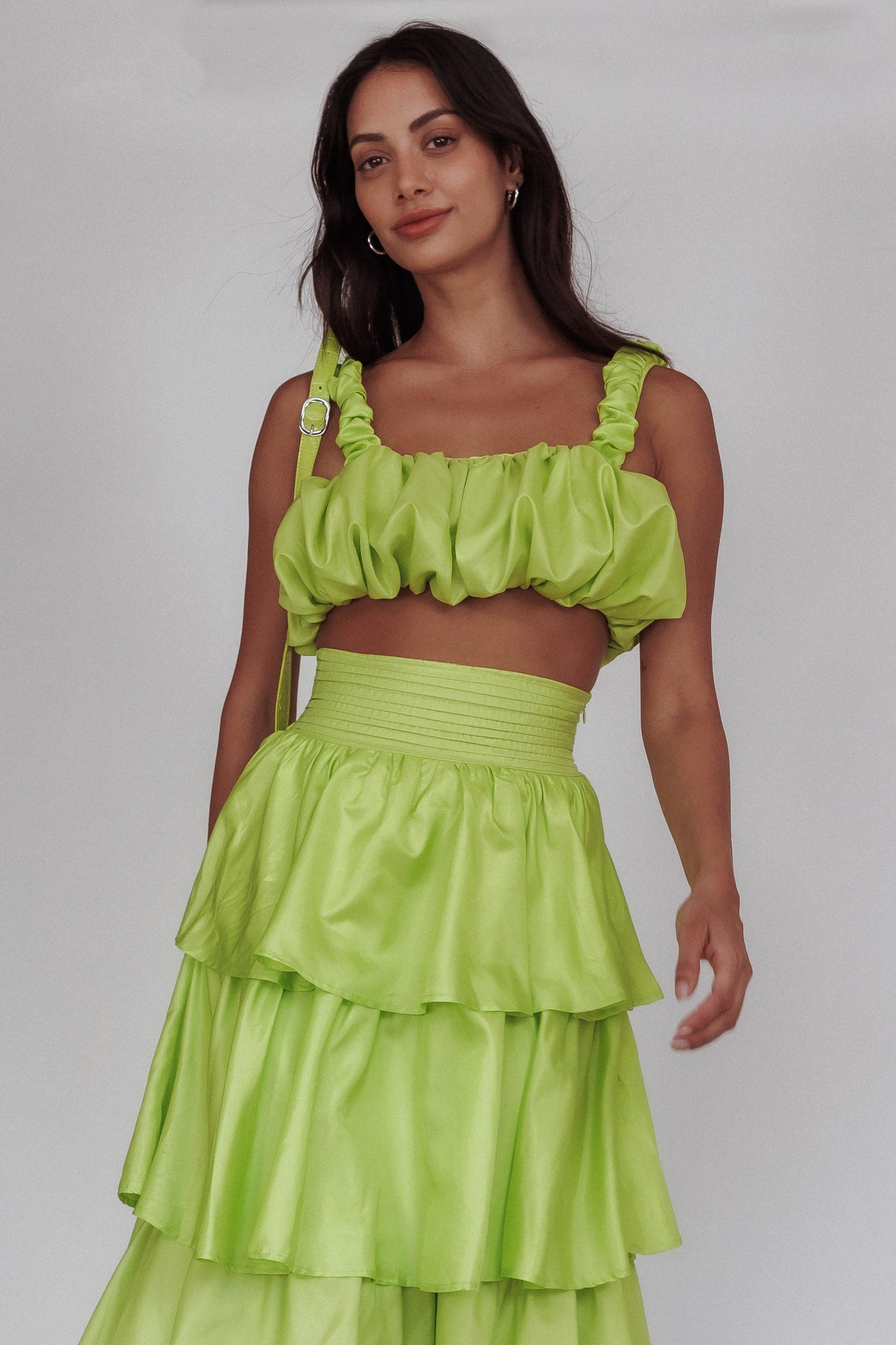 Sozo Bubble Crop Top Lime-Fable Dress