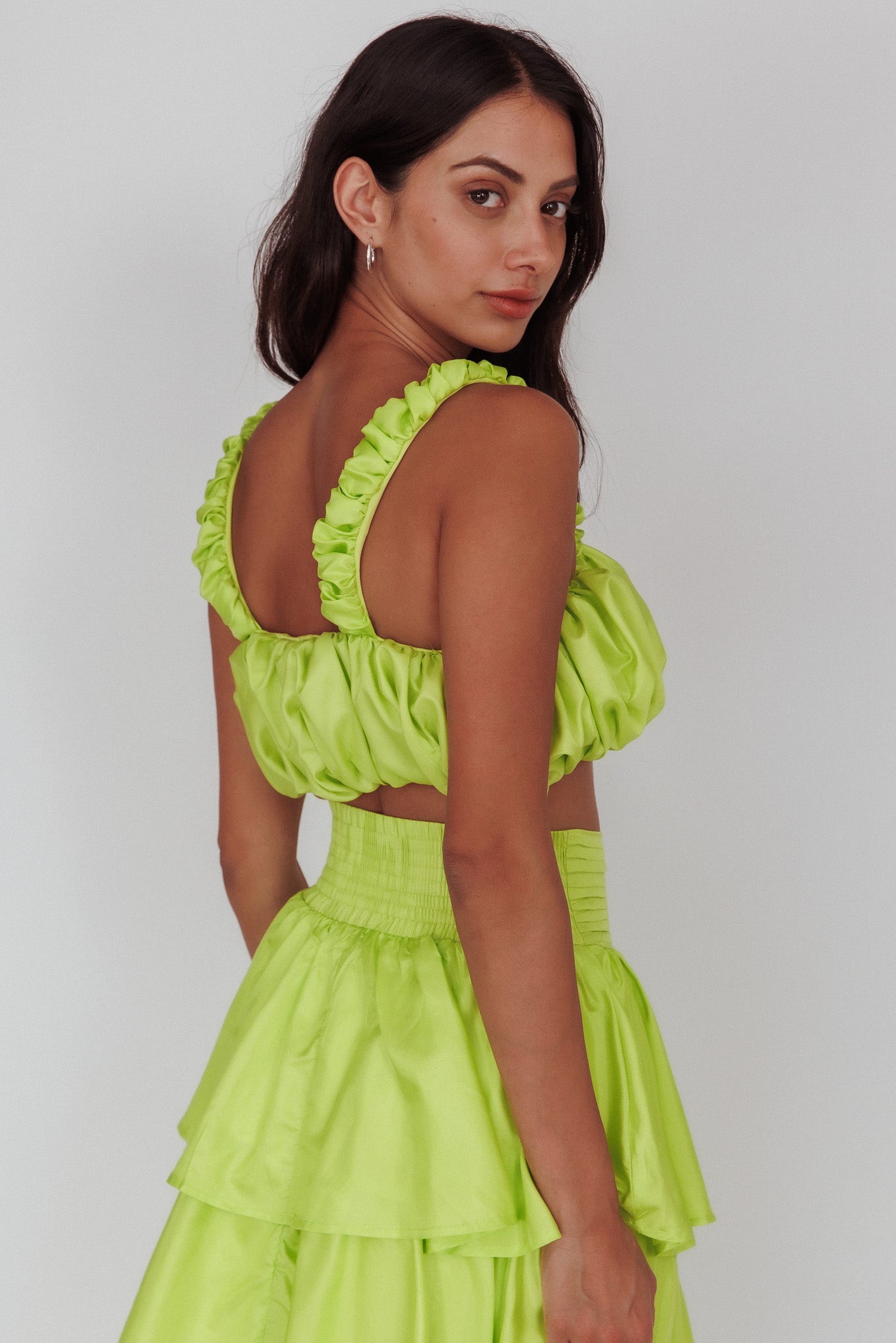 Sozo Bubble Crop Top Lime-Fable Dress