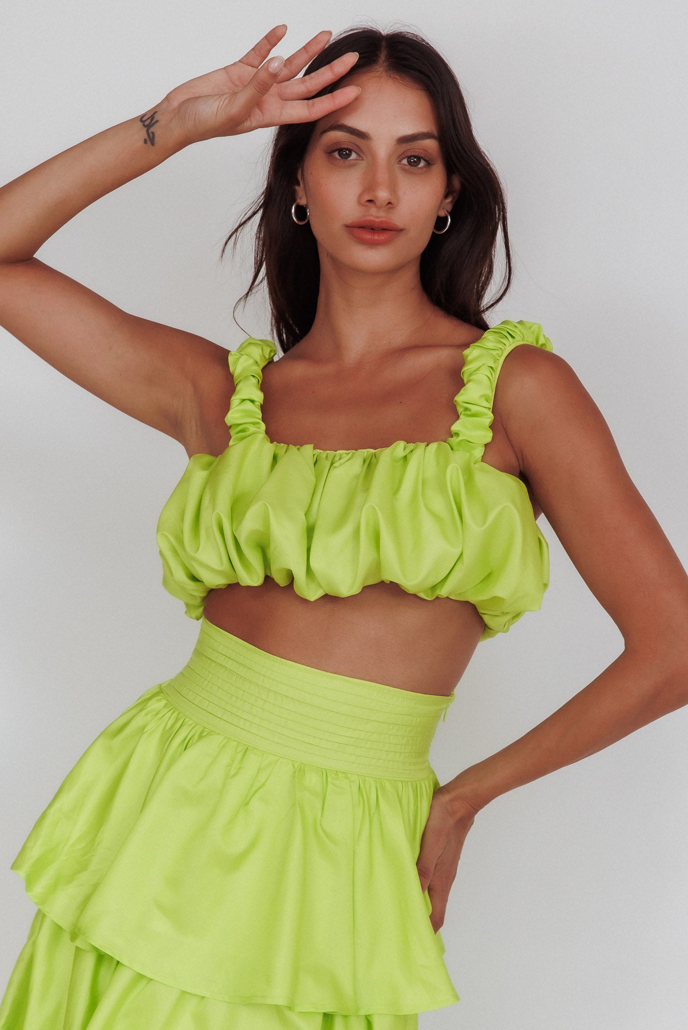 Sozo Bubble Crop Top Lime-Fable Dress