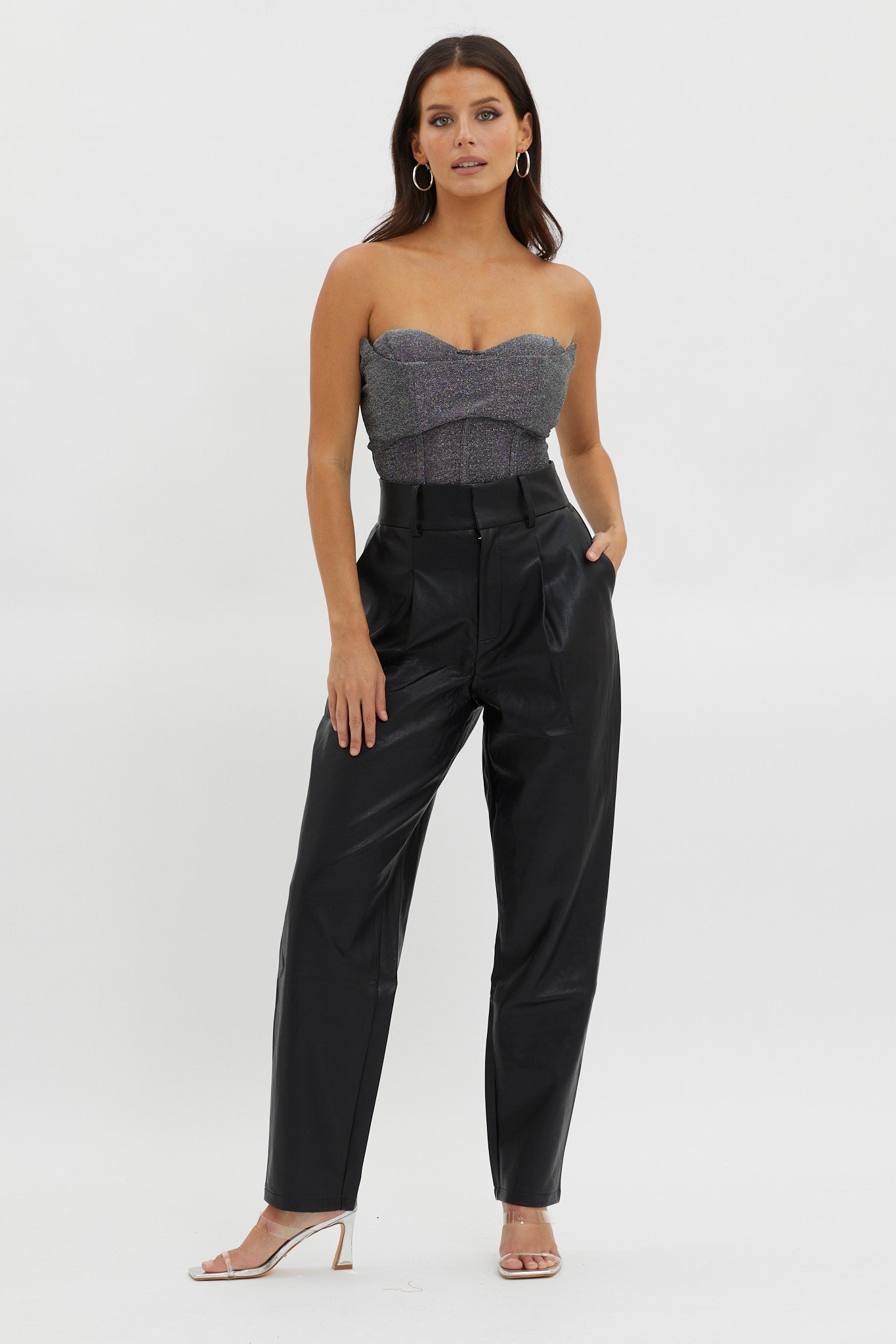 Milky Way Strapless Sparkle Bodysuit Silver-Fable Dress