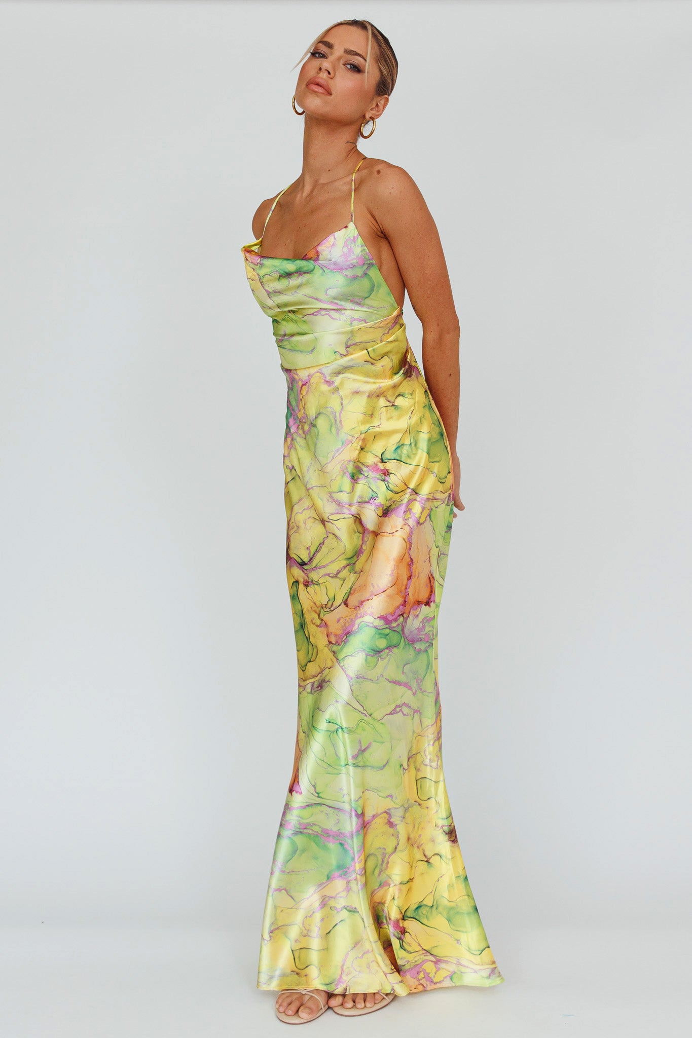 Bailey Strappy Chain Back Maxi Dress Lime-Fable Dress