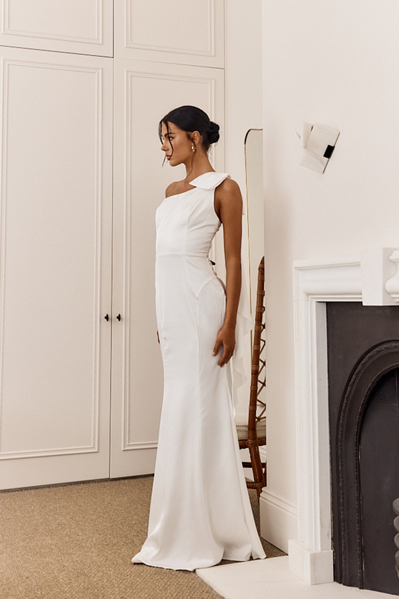 Carriann One-Shoulder Bow Maxi Dress White-Fable Dress