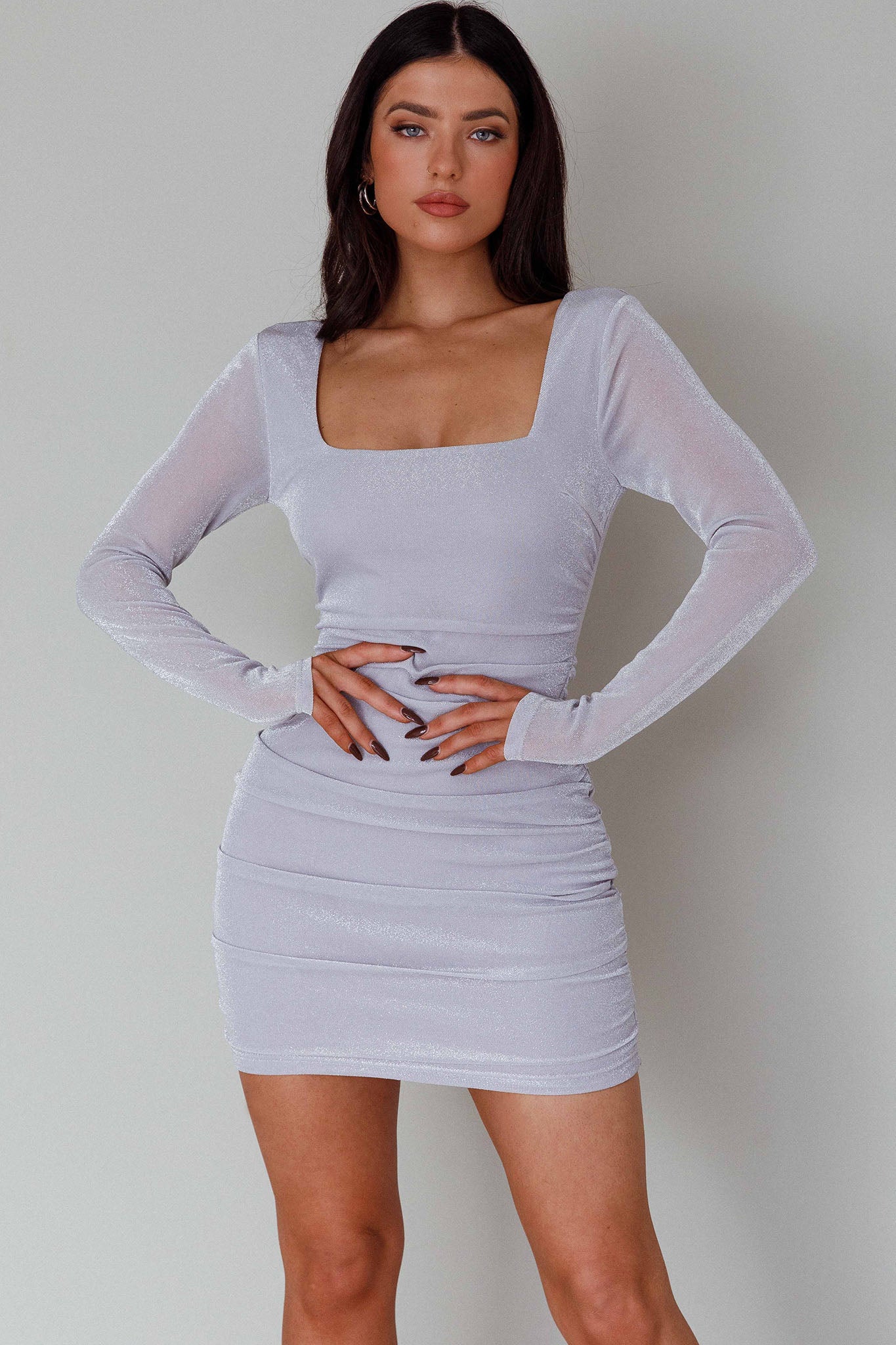Wednesday Cowl Back Mini Dress Lilac-Fable Dress