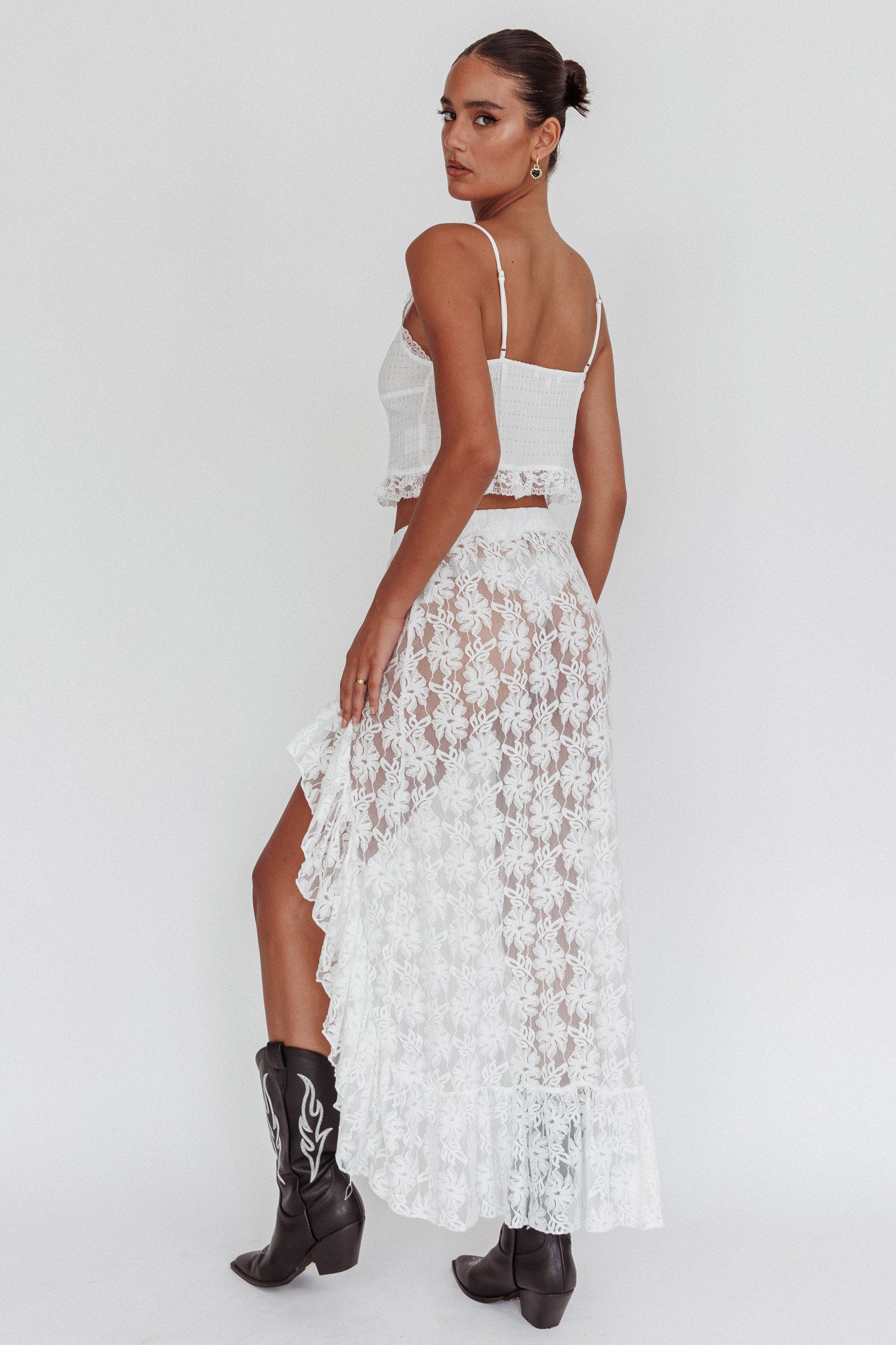 Besties Asymmetric Hem Maxi Skirt Ivory-Fable Dress