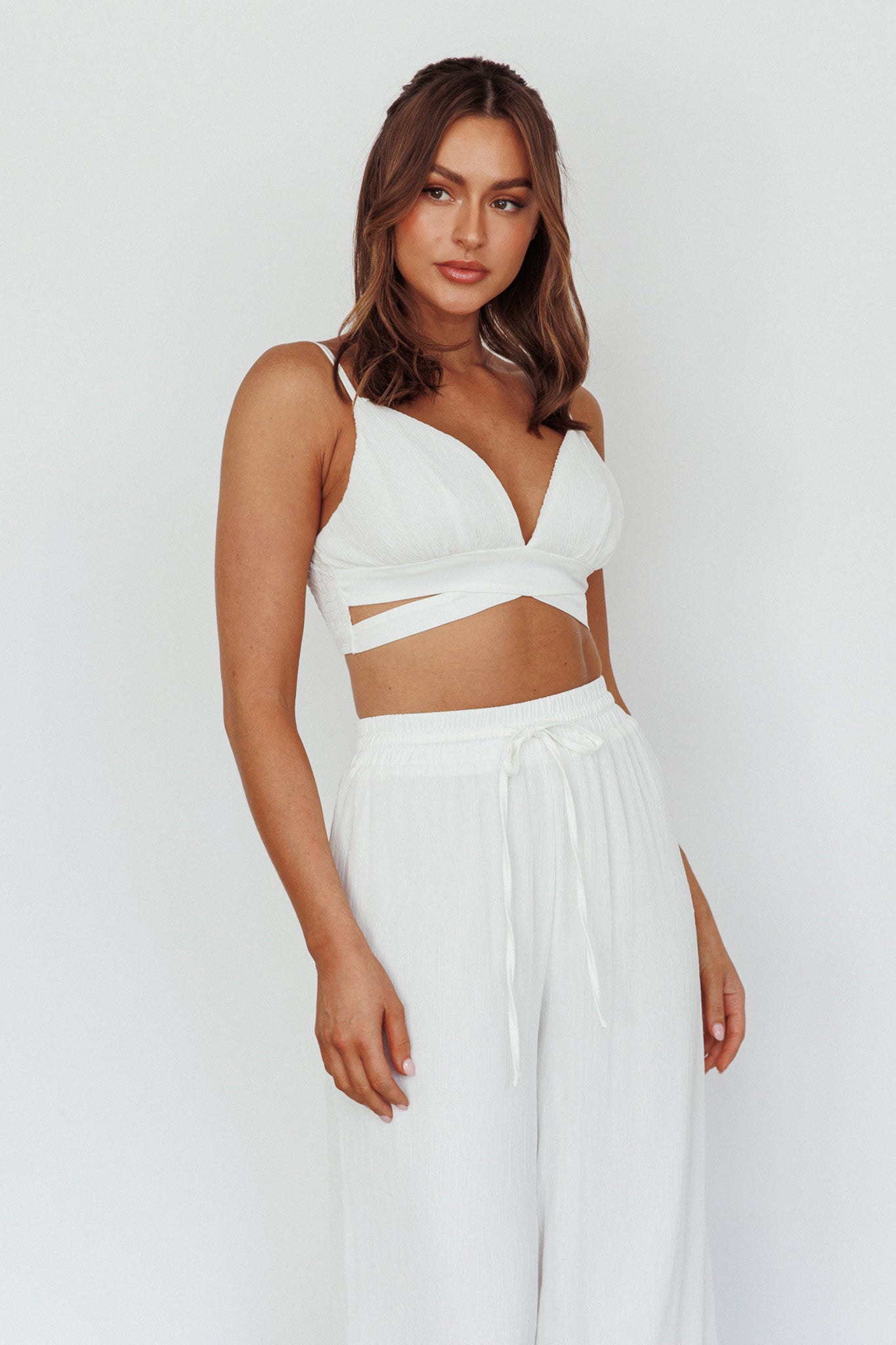 Cove Shirred Back Crop Top Ivory-Fable Dress