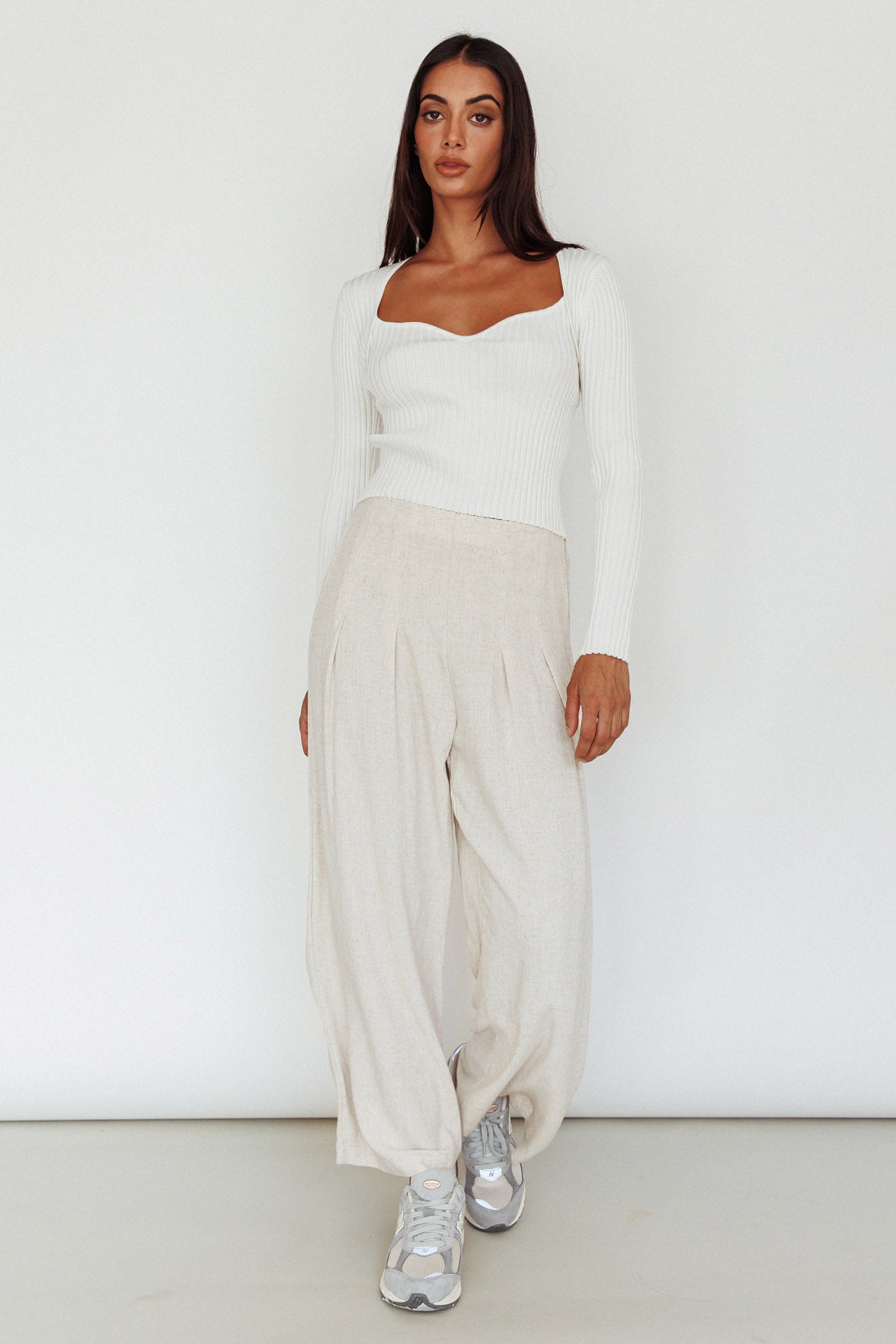 Mosey Long Sleeve Knit Top Ivory-Fable Dress