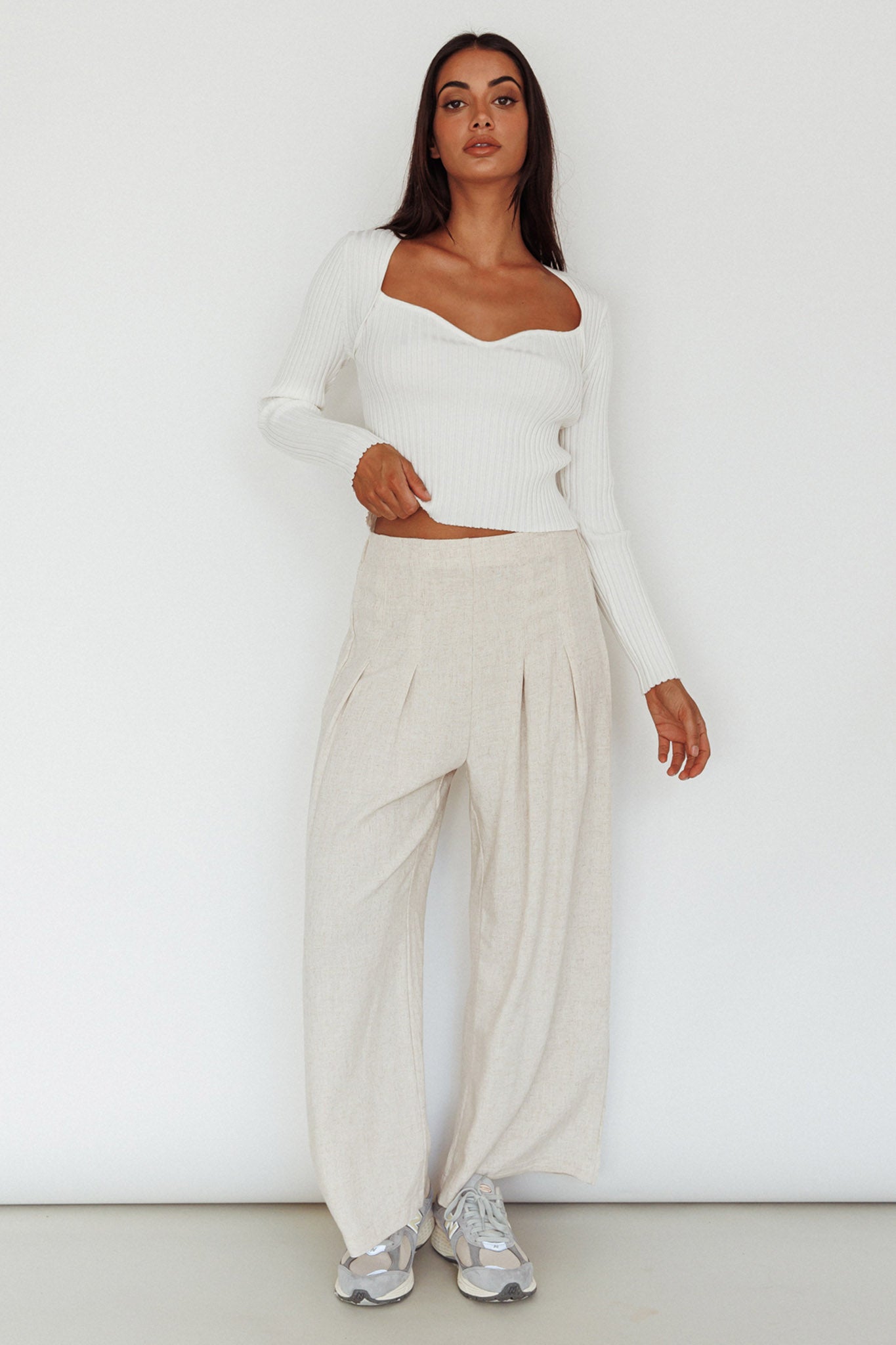 Mosey Long Sleeve Knit Top Ivory-Fable Dress