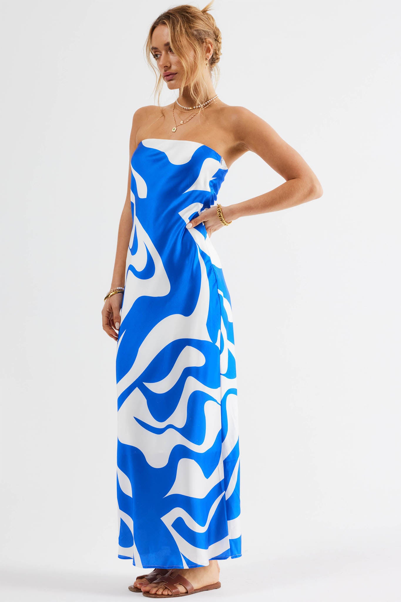 SNDYS Angel Midi Dress Swirl Blue-Fable Dress