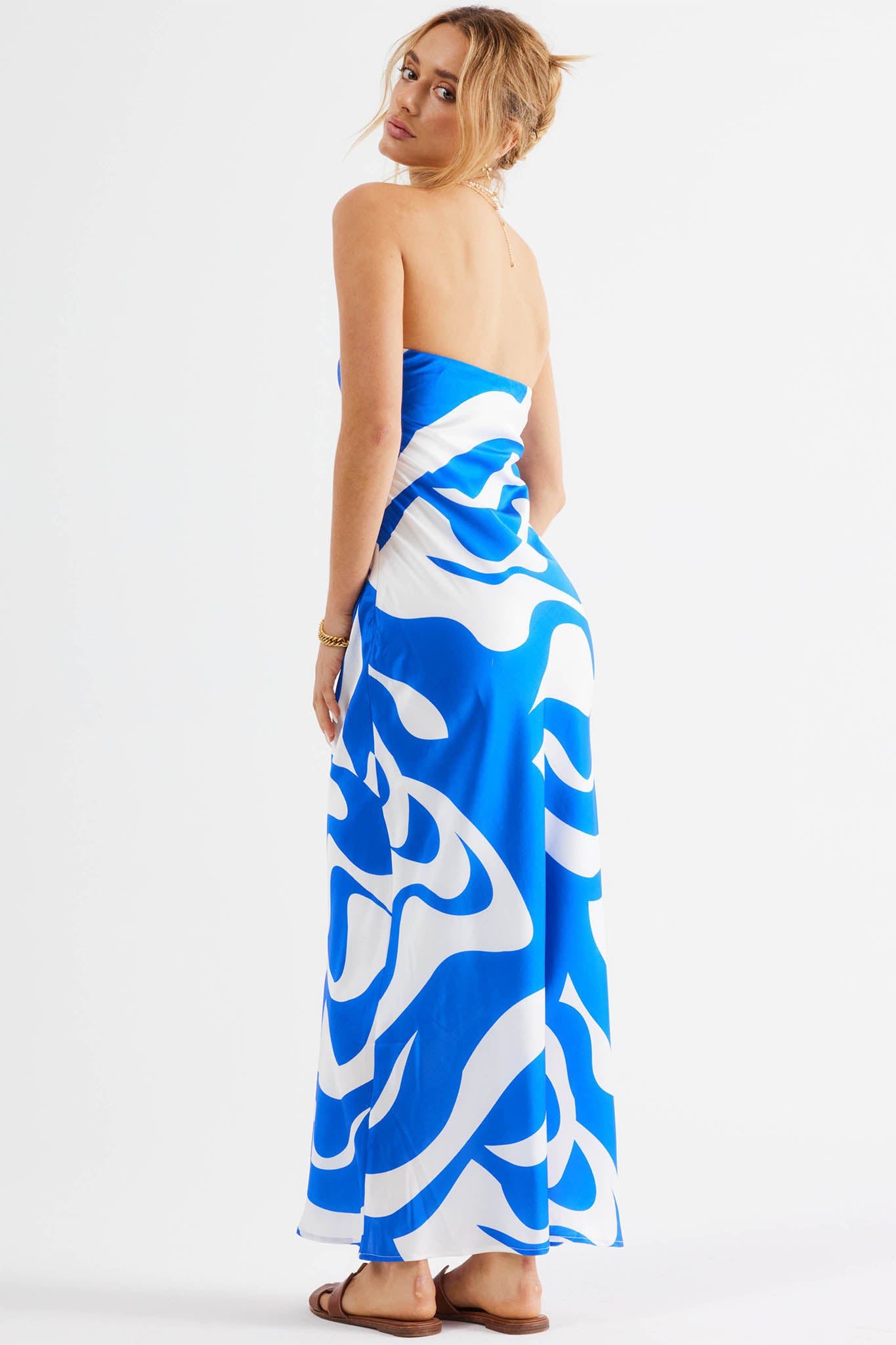SNDYS Angel Midi Dress Swirl Blue-Fable Dress