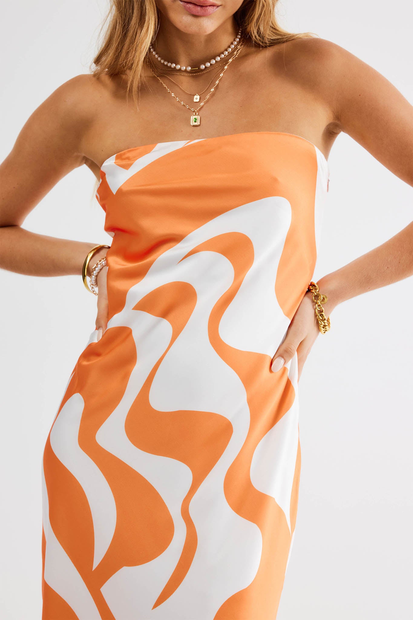 SNDYS Angel Midi Dress Swirl Orange-Fable Dress