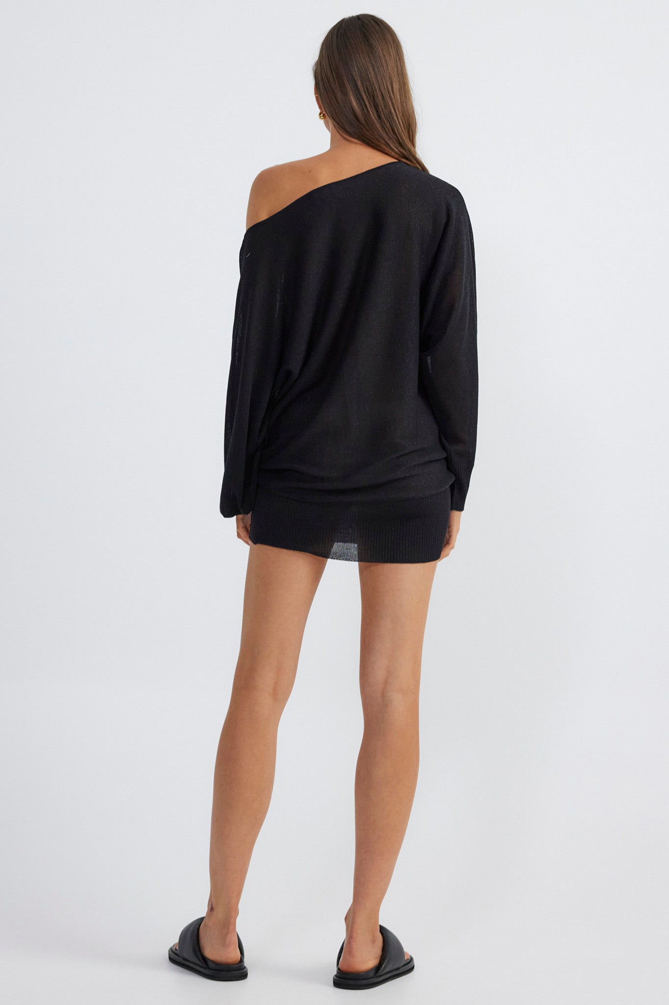 SNDYS Hailey Off Shoulder Mini Dress Black-Fable Dress